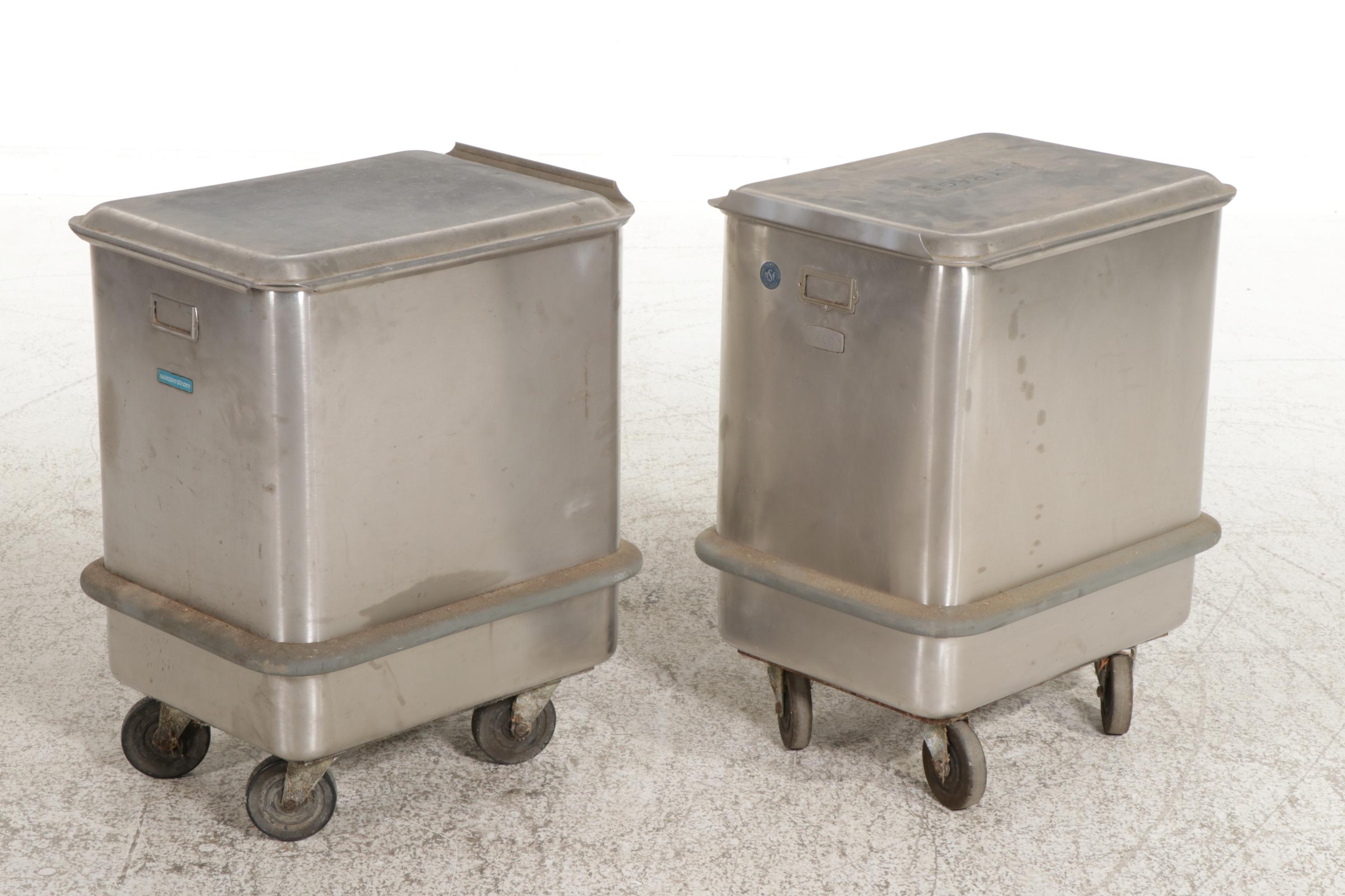Pair of Stainless Steel Bulk Mover Carts, Late 20th Century