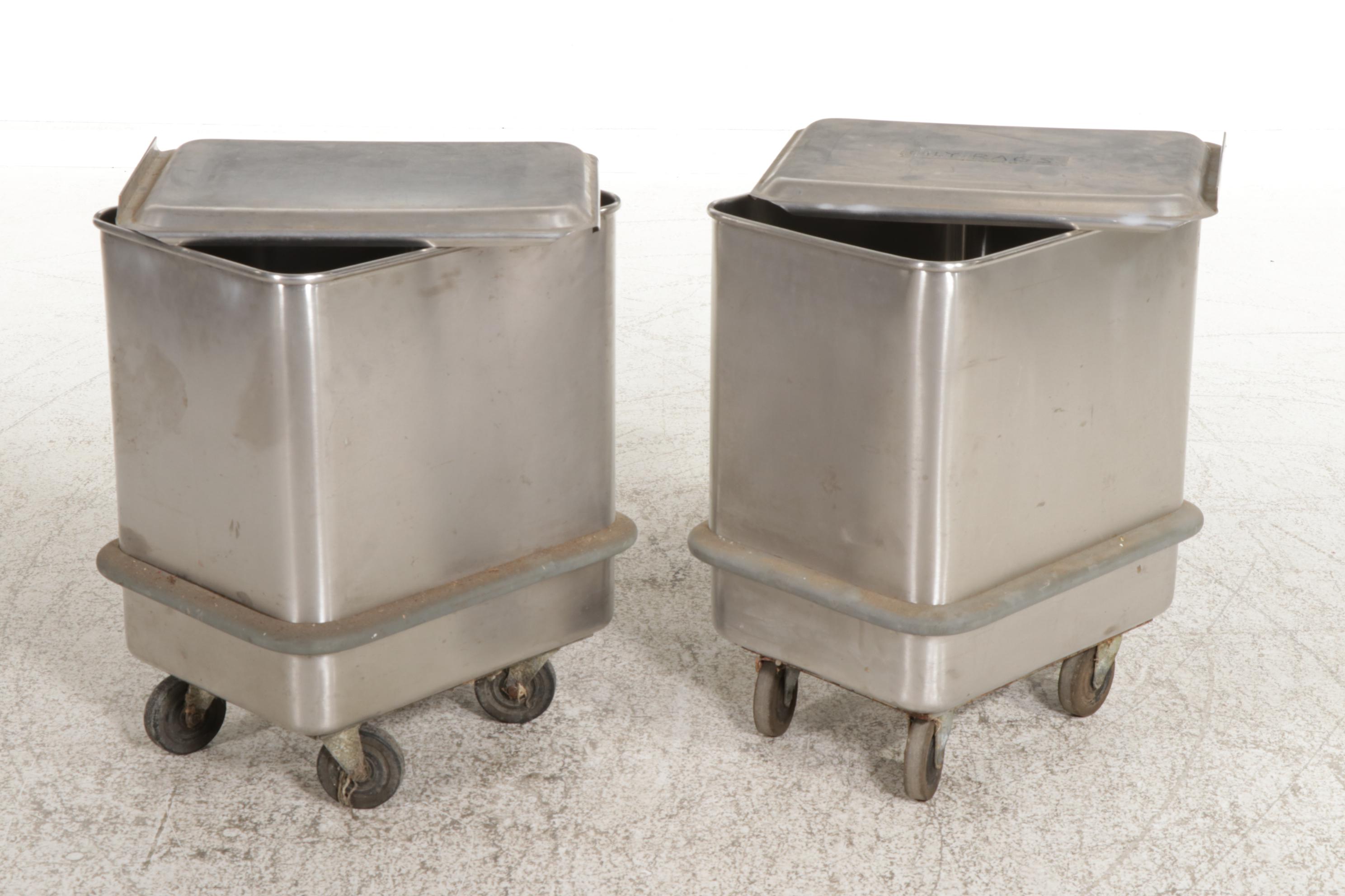 Pair of Stainless Steel Bulk Mover Carts, Late 20th Century