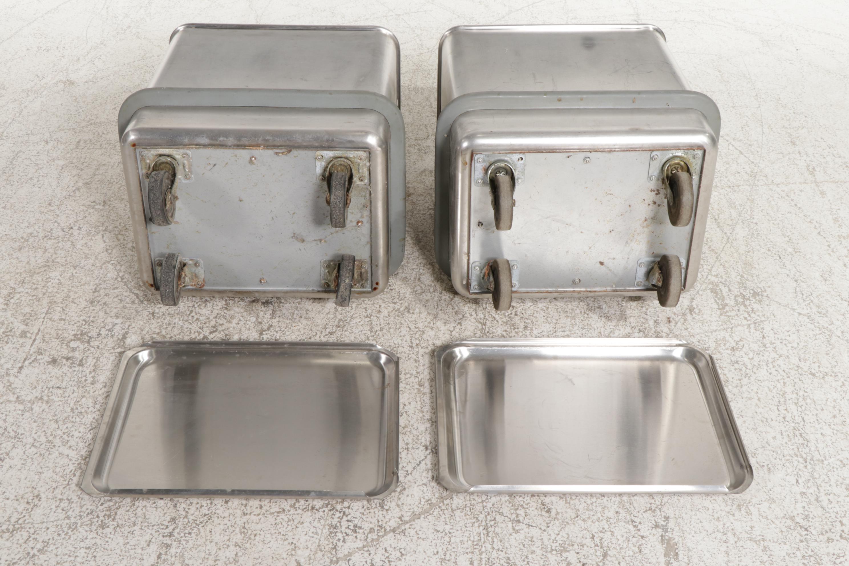 Pair of Stainless Steel Bulk Mover Carts, Late 20th Century