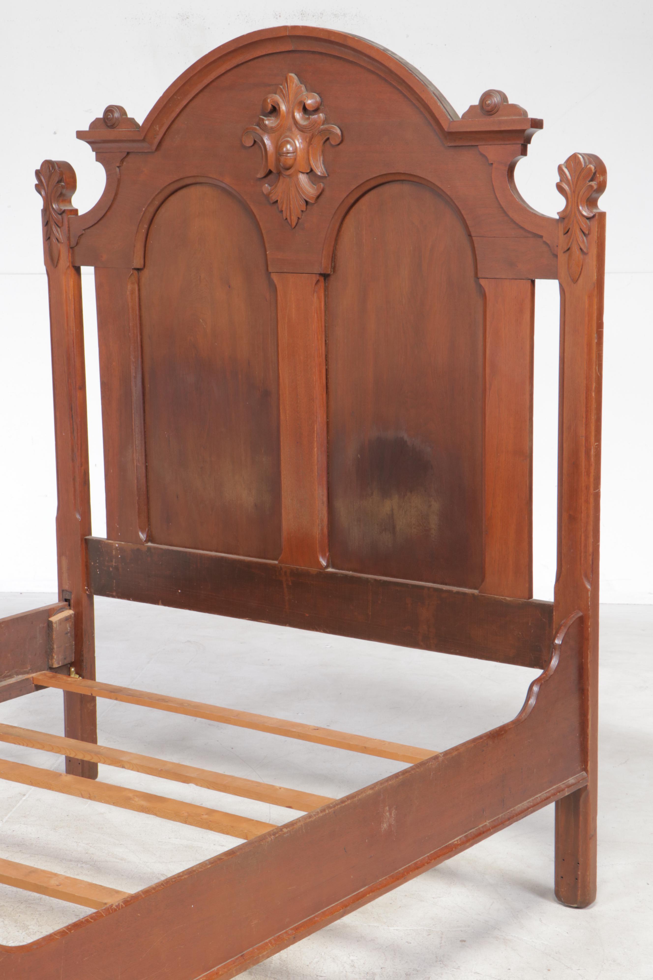 Victorian Walnut Full Size Bed Frame, Late 19th Century