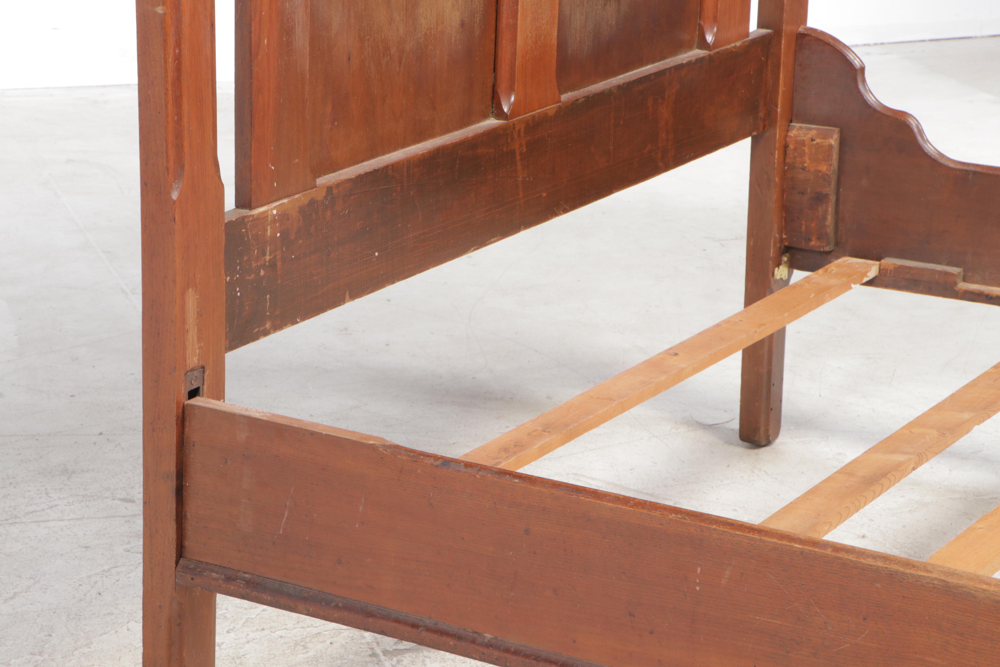 Victorian Walnut Full Size Bed Frame, Late 19th Century
