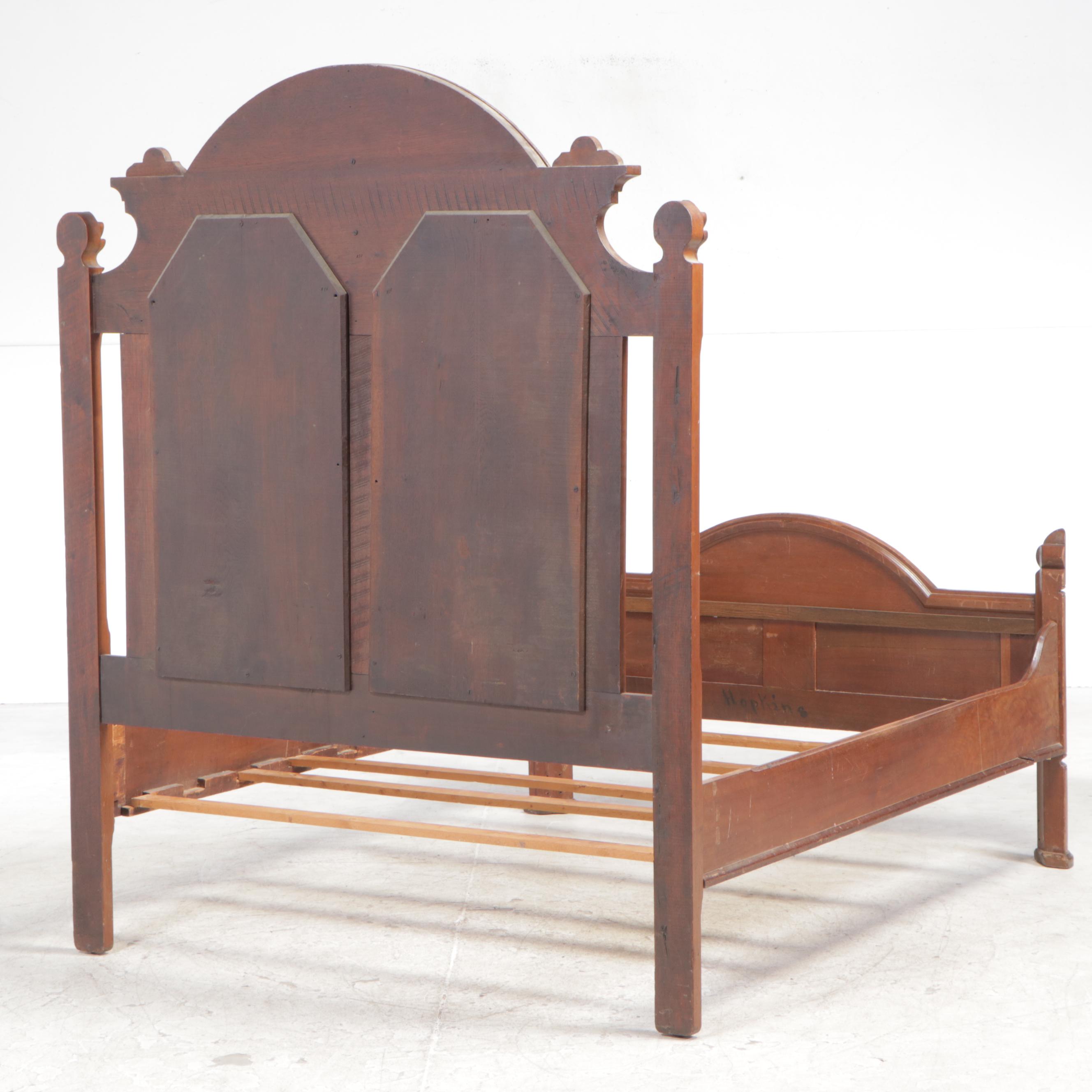 Victorian Walnut Full Size Bed Frame, Late 19th Century