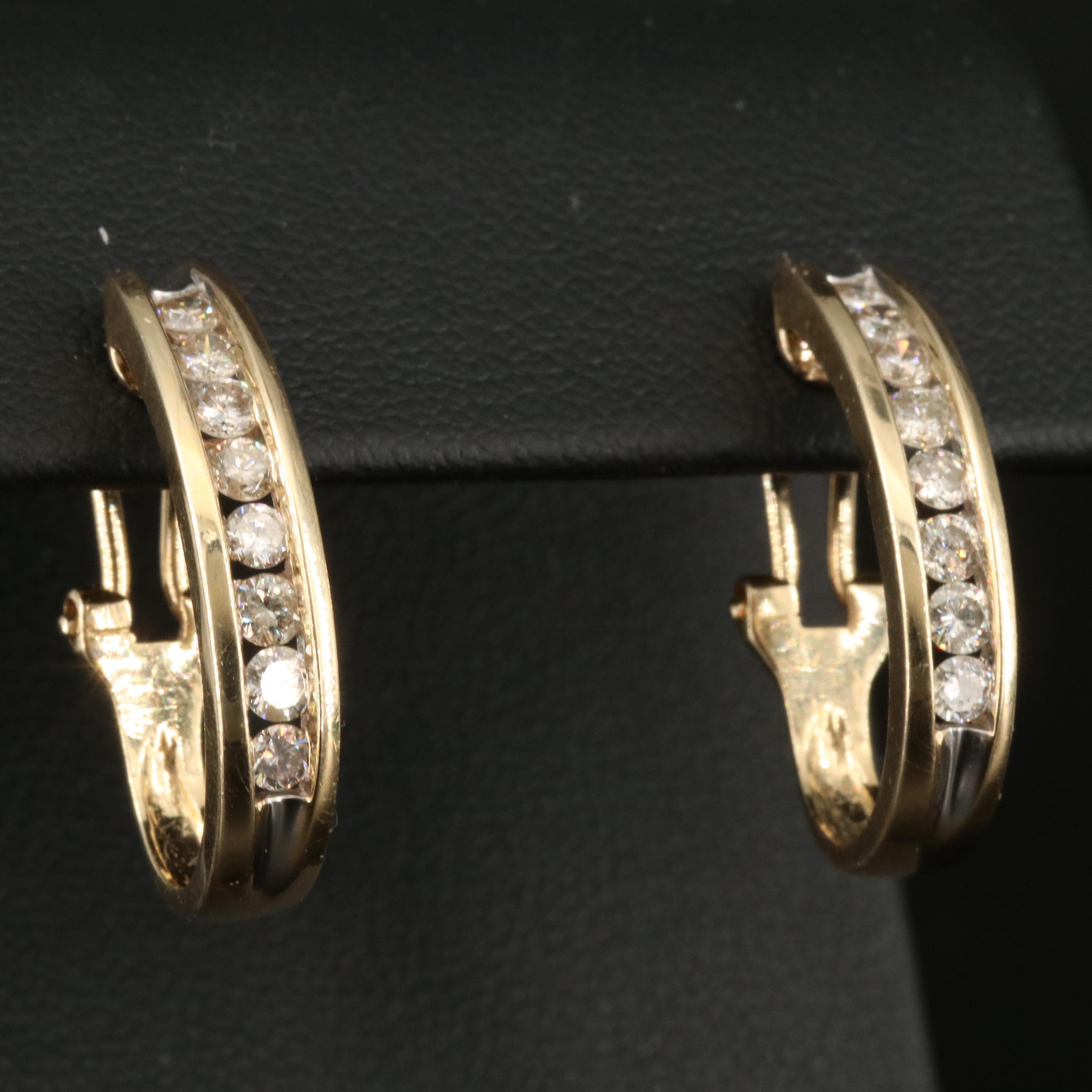 14K 1.00 CTW Diamond JHoop Earrings