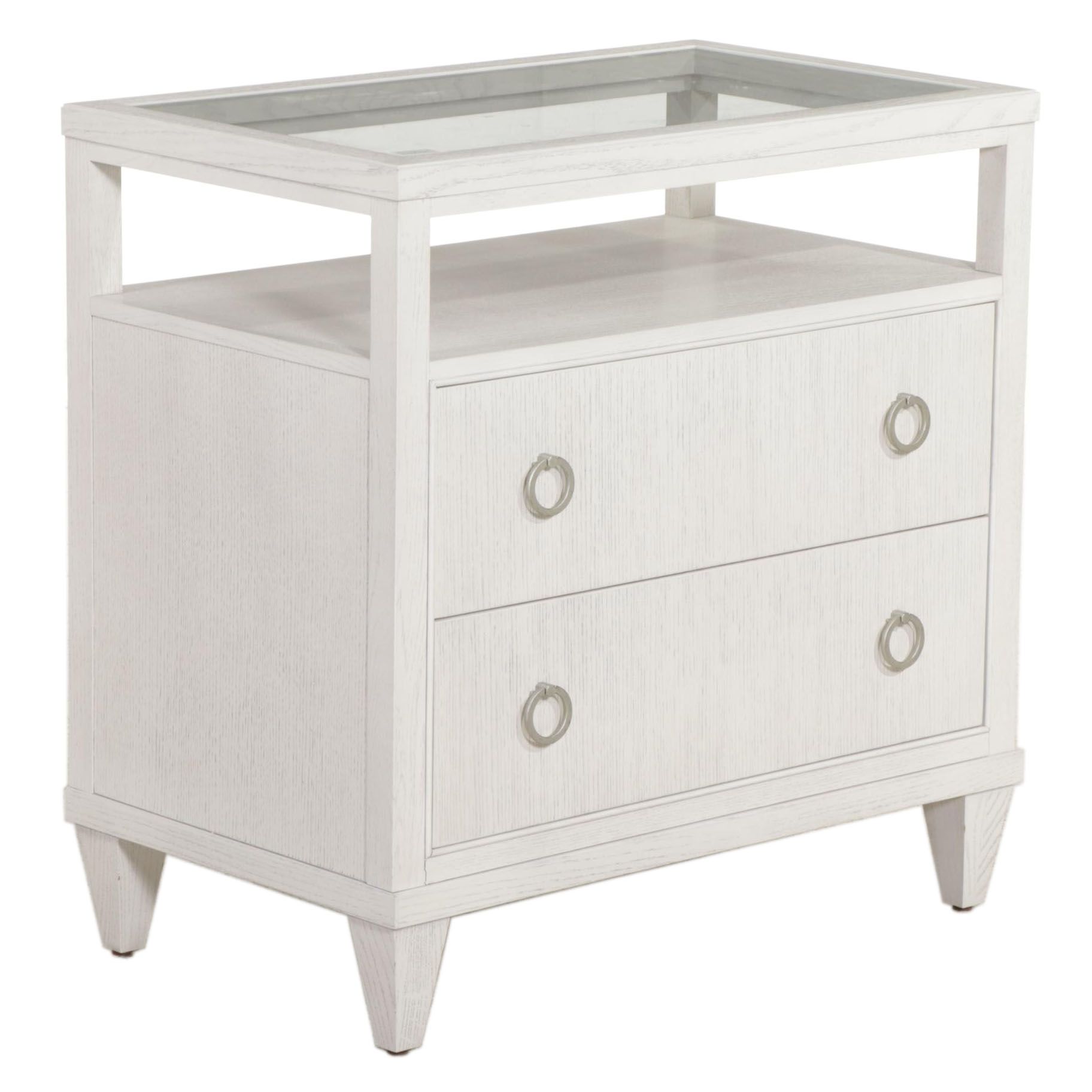 Ethan Allen "Heston" OakVeneered and Glass Top Nightstand EBTH