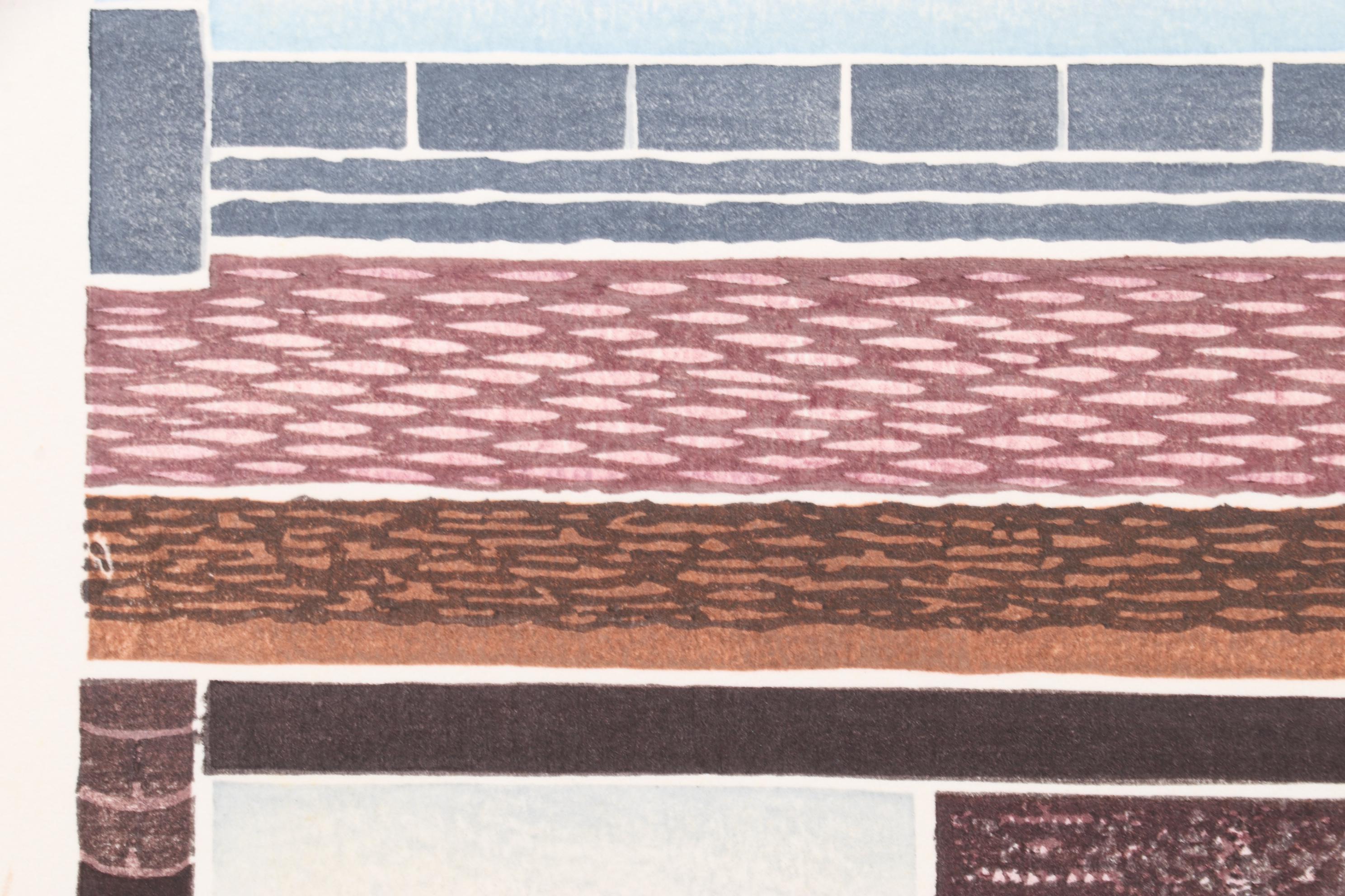 Yoshida Tōshi Woodblock "Window and Stone Garden," Circa 1963