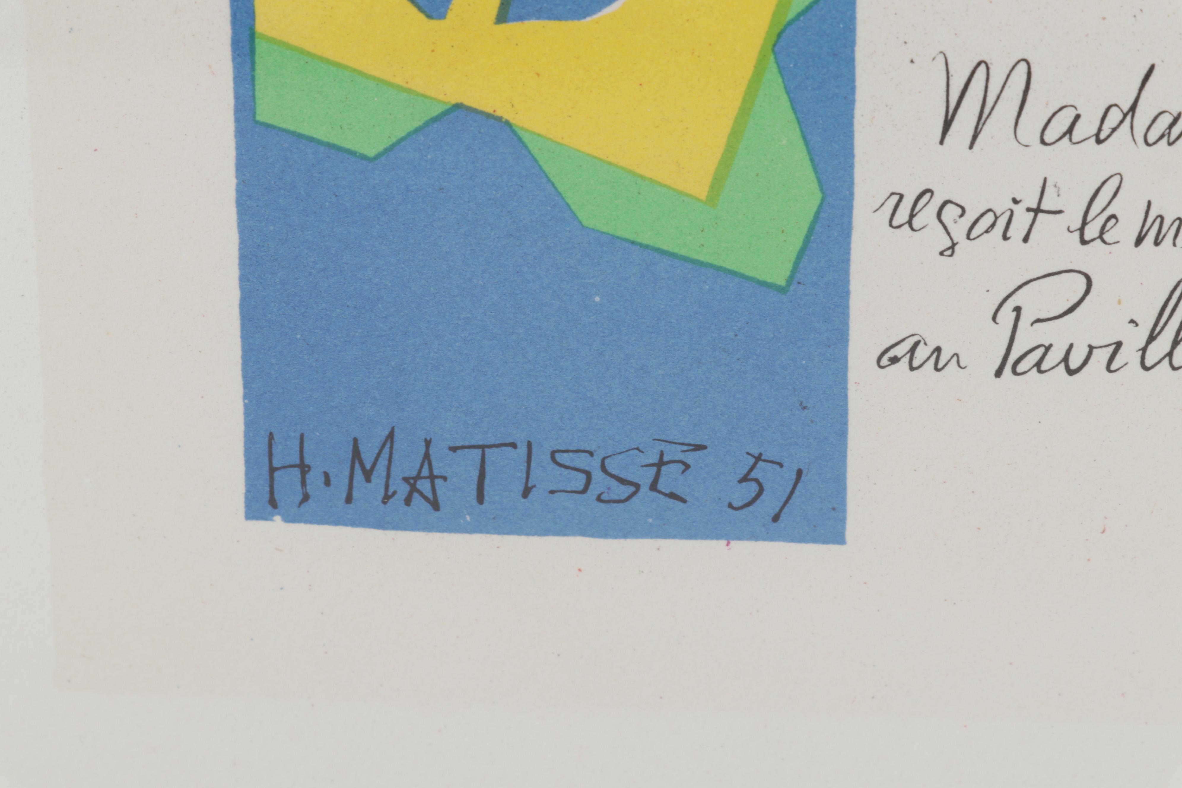 Color Lithograph After Henri Matisse From "Art in Posters," 1959