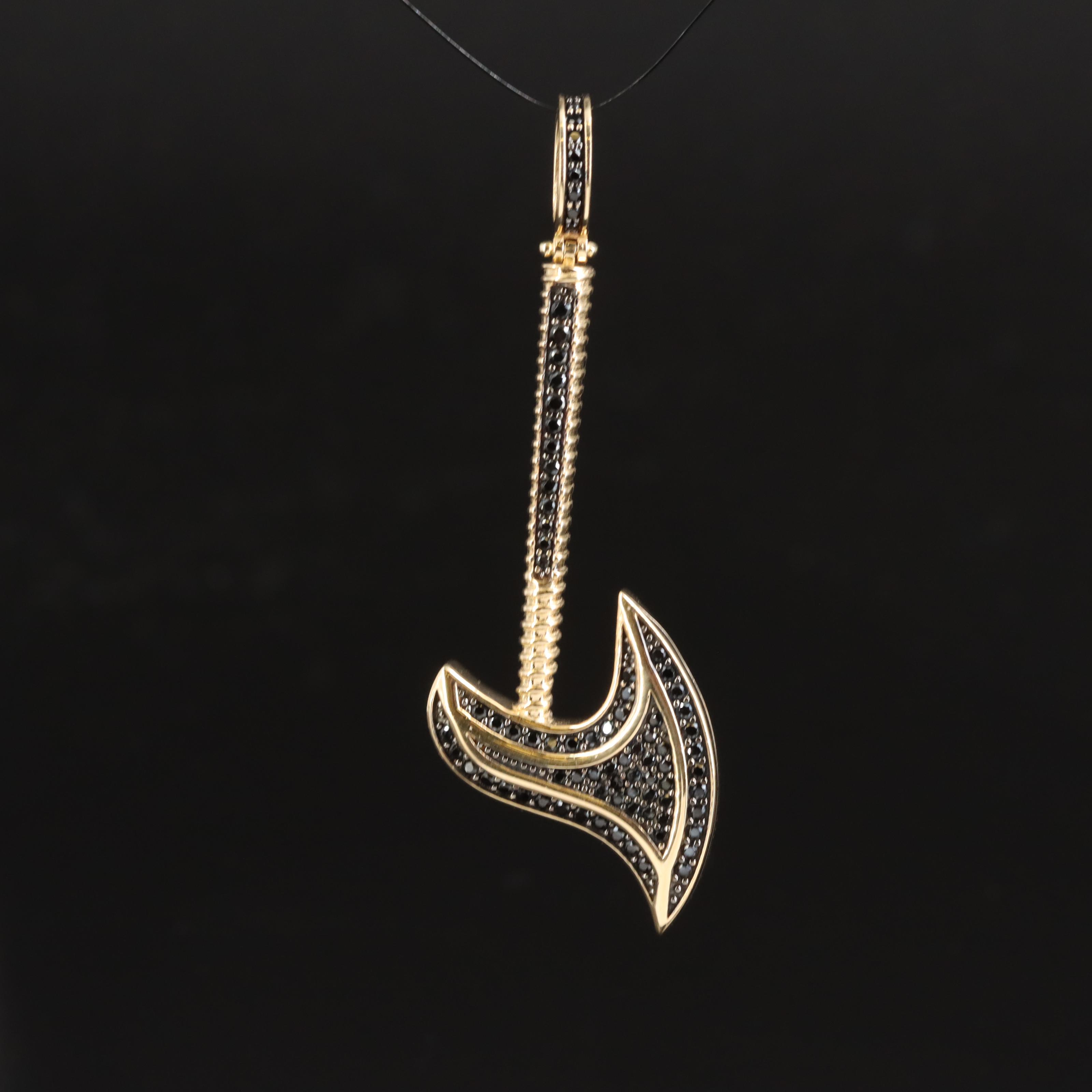 14K Spinel Battle Axe Pendant