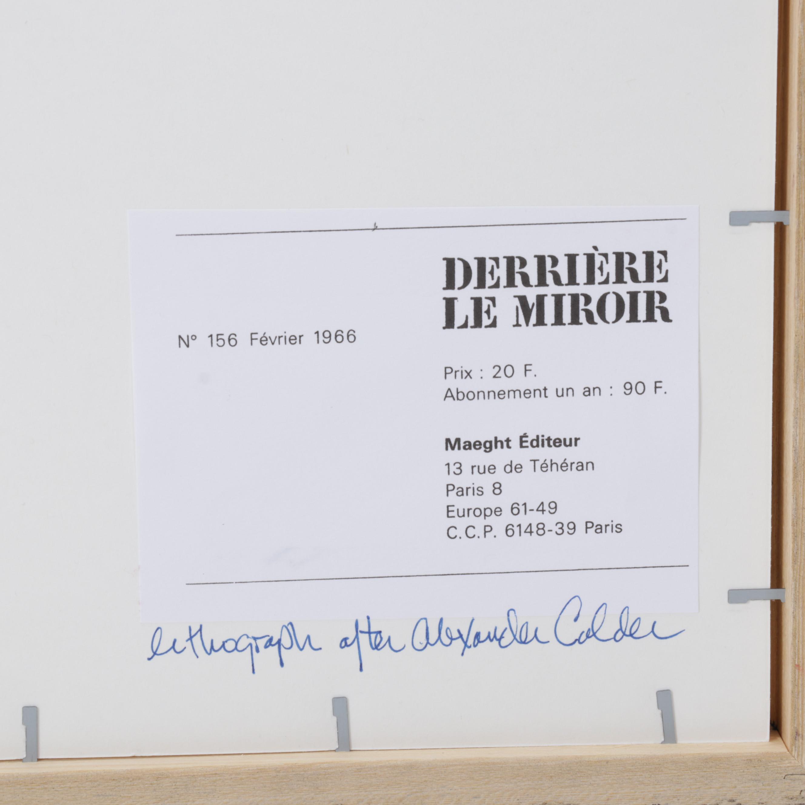 Alexander Calder Lithograph for "Derrrière le Miroir," 1966
