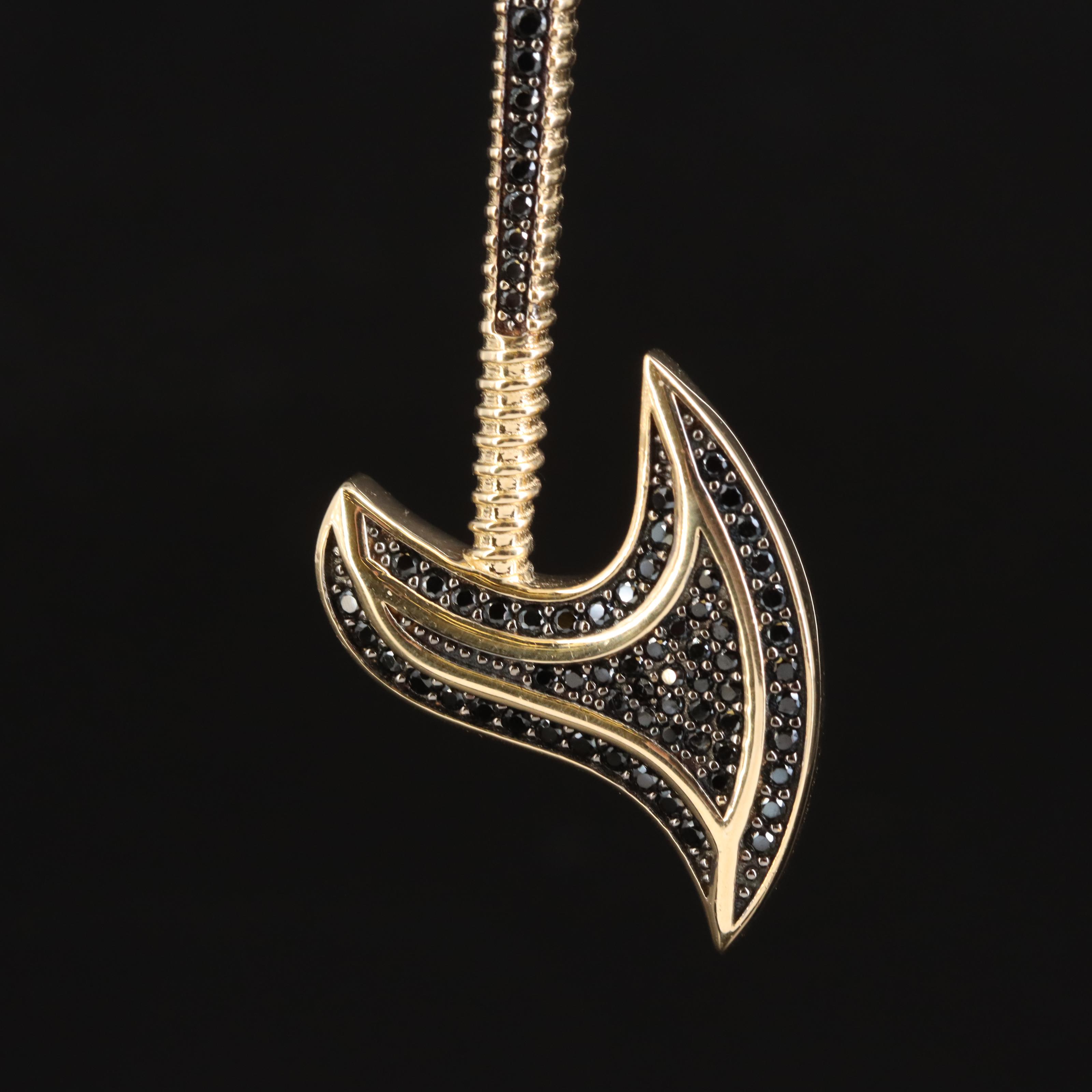14K Spinel Battle Axe Pendant