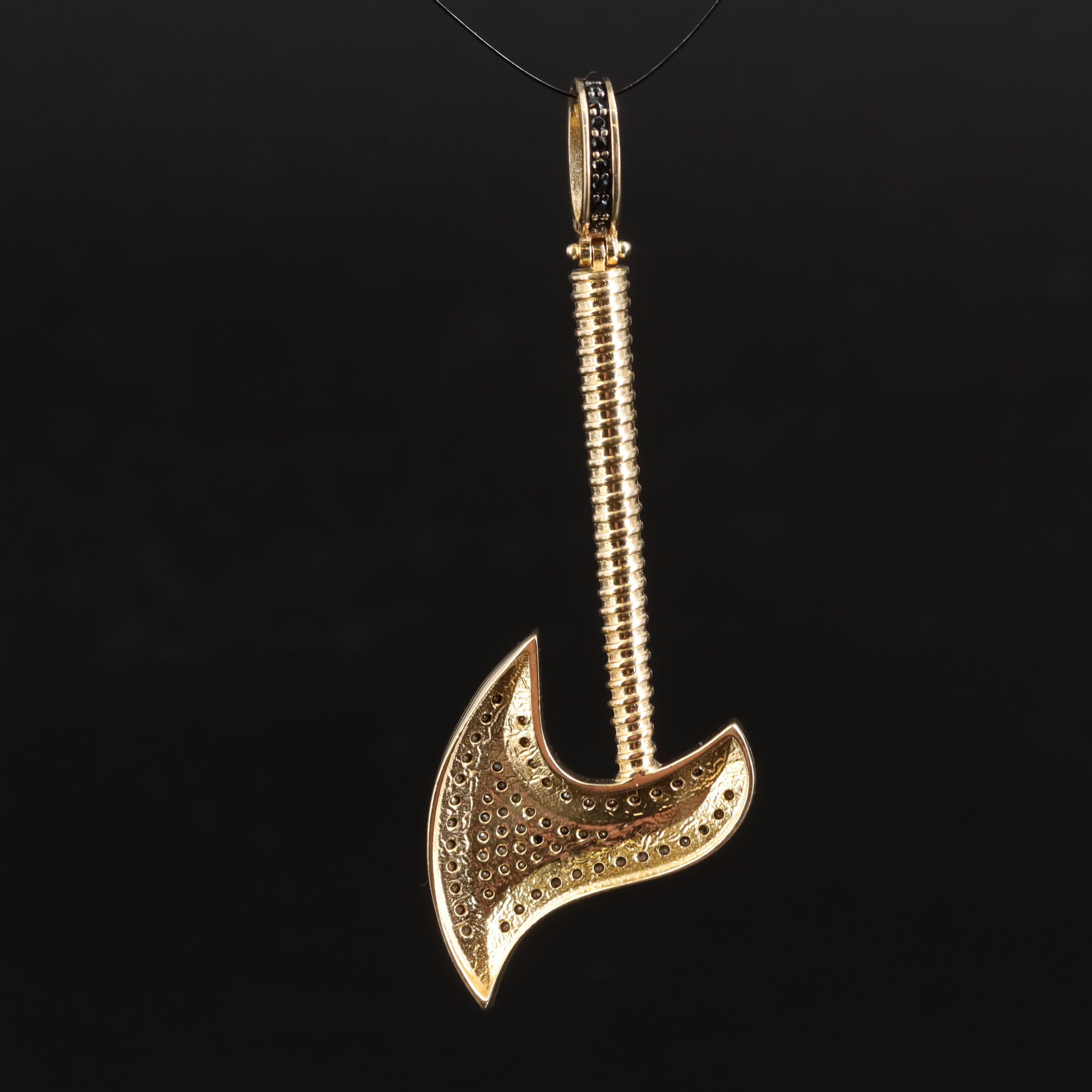 14K Spinel Battle Axe Pendant