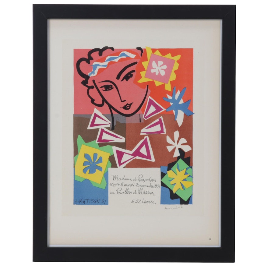 Color Lithograph After Henri Matisse From "Art in Posters," 1959