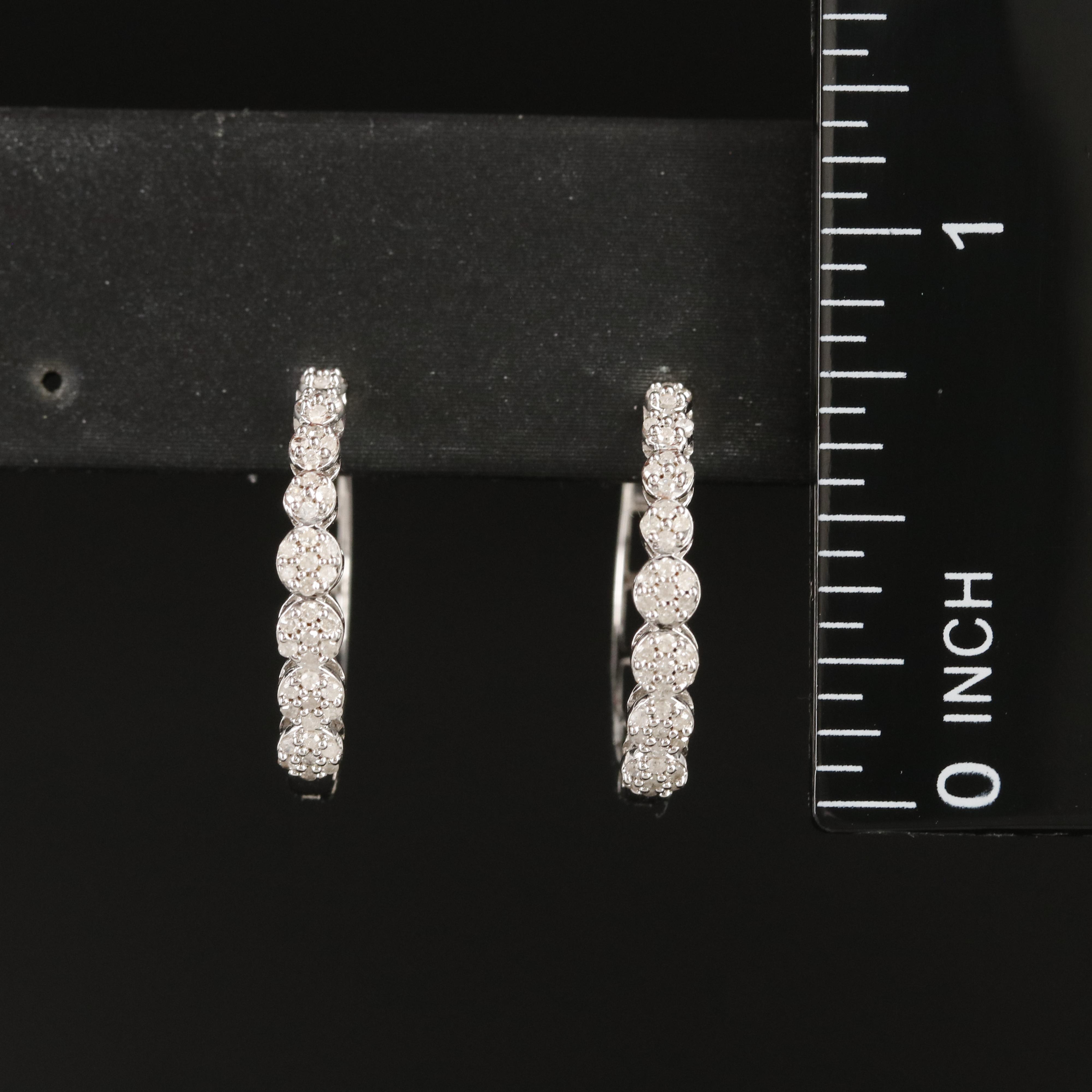 Sterling Diamond Hoop Earrings