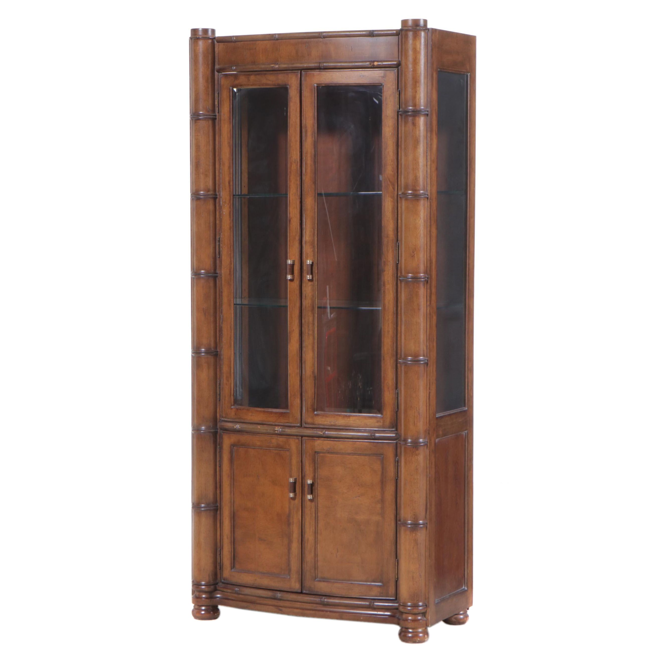 "Sausalito" Faux-Bamboo Bowfront Display Cabinet