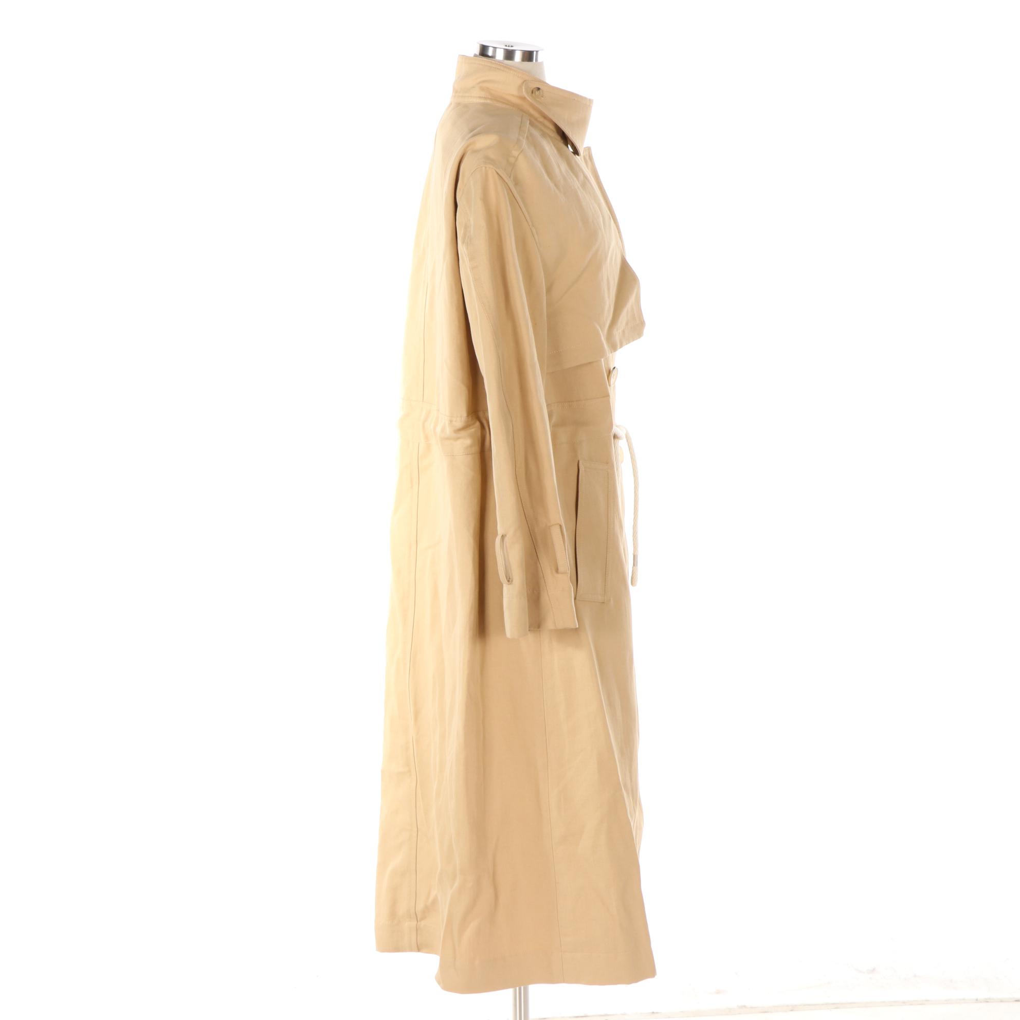 Vince. Belted Trench Coated in Cotton/Linen Serge