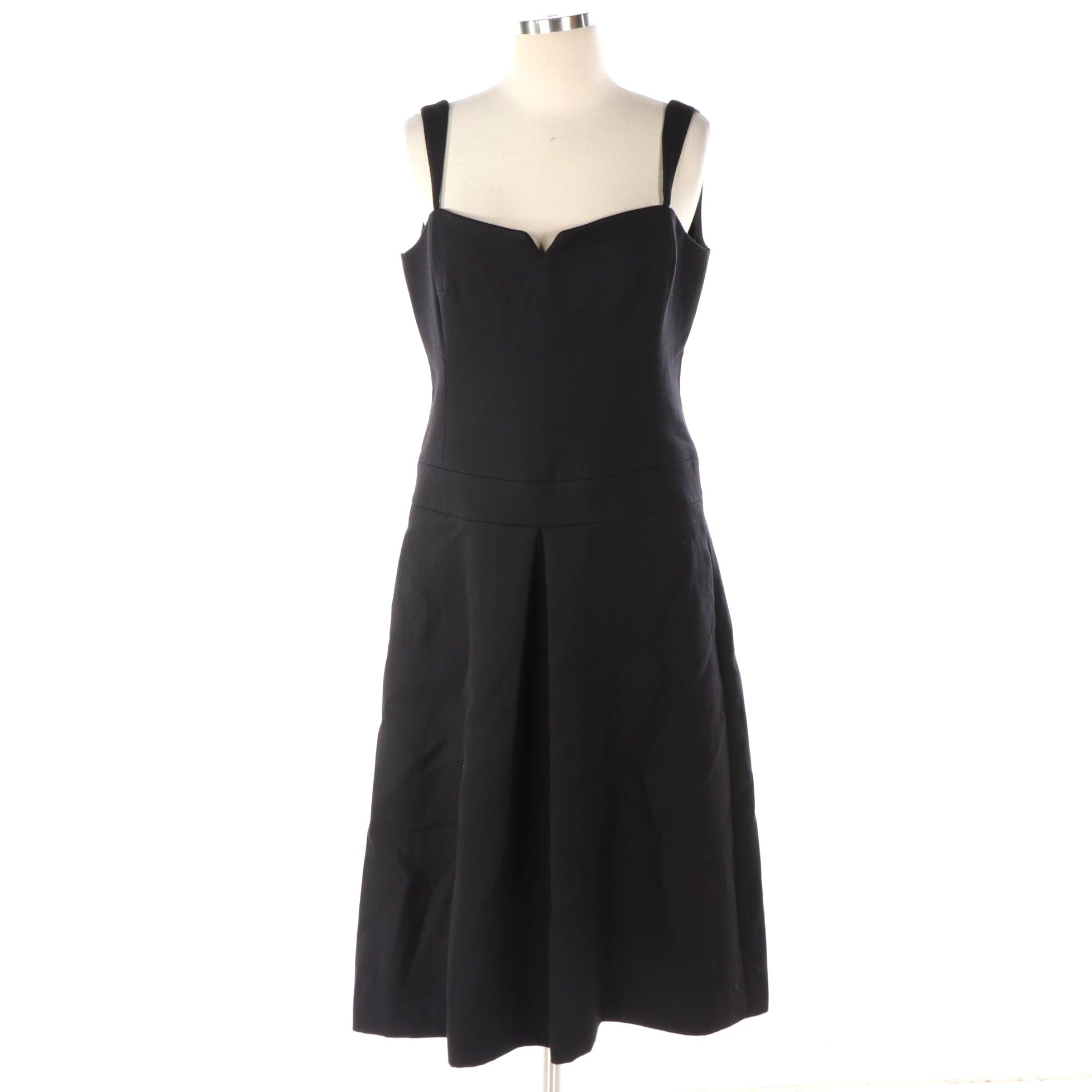 Chaiken Fit and Flare Sleeveless Dress in Black Wool Gabardine