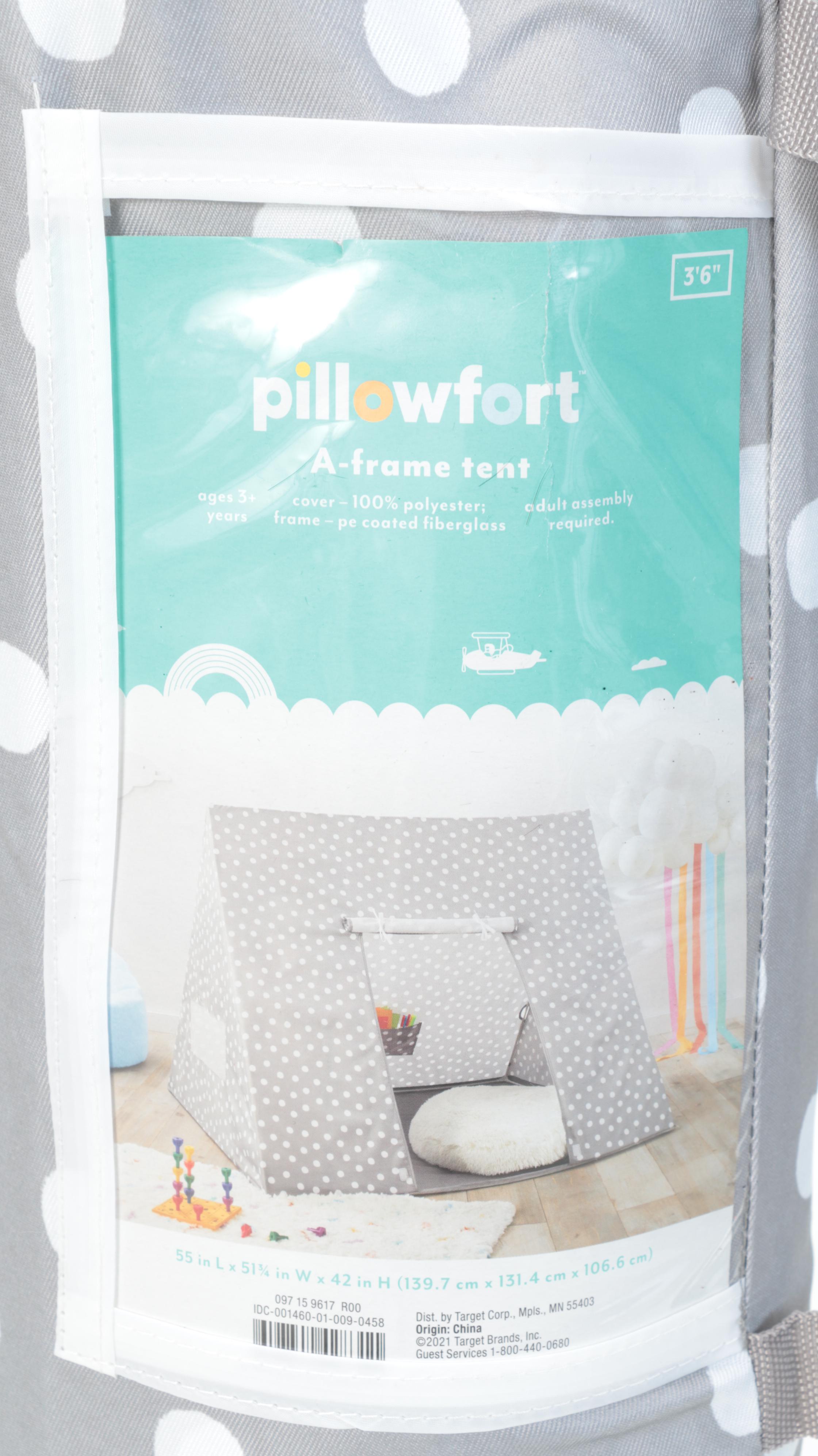 Pillowfort A-Frame Gray Dot Print Kid's Play Tent
