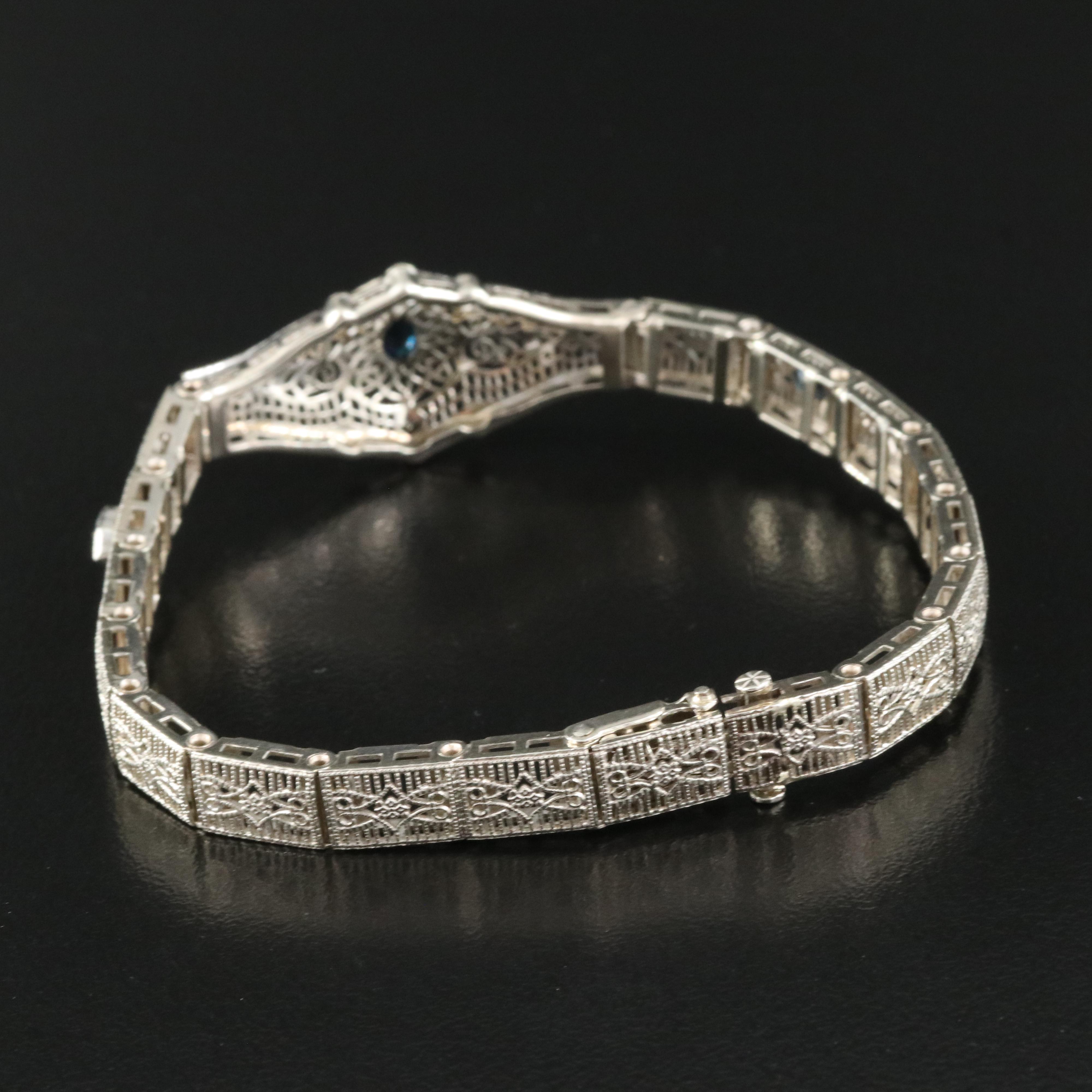 Art Deco 14K Glass Filigree Bracelet