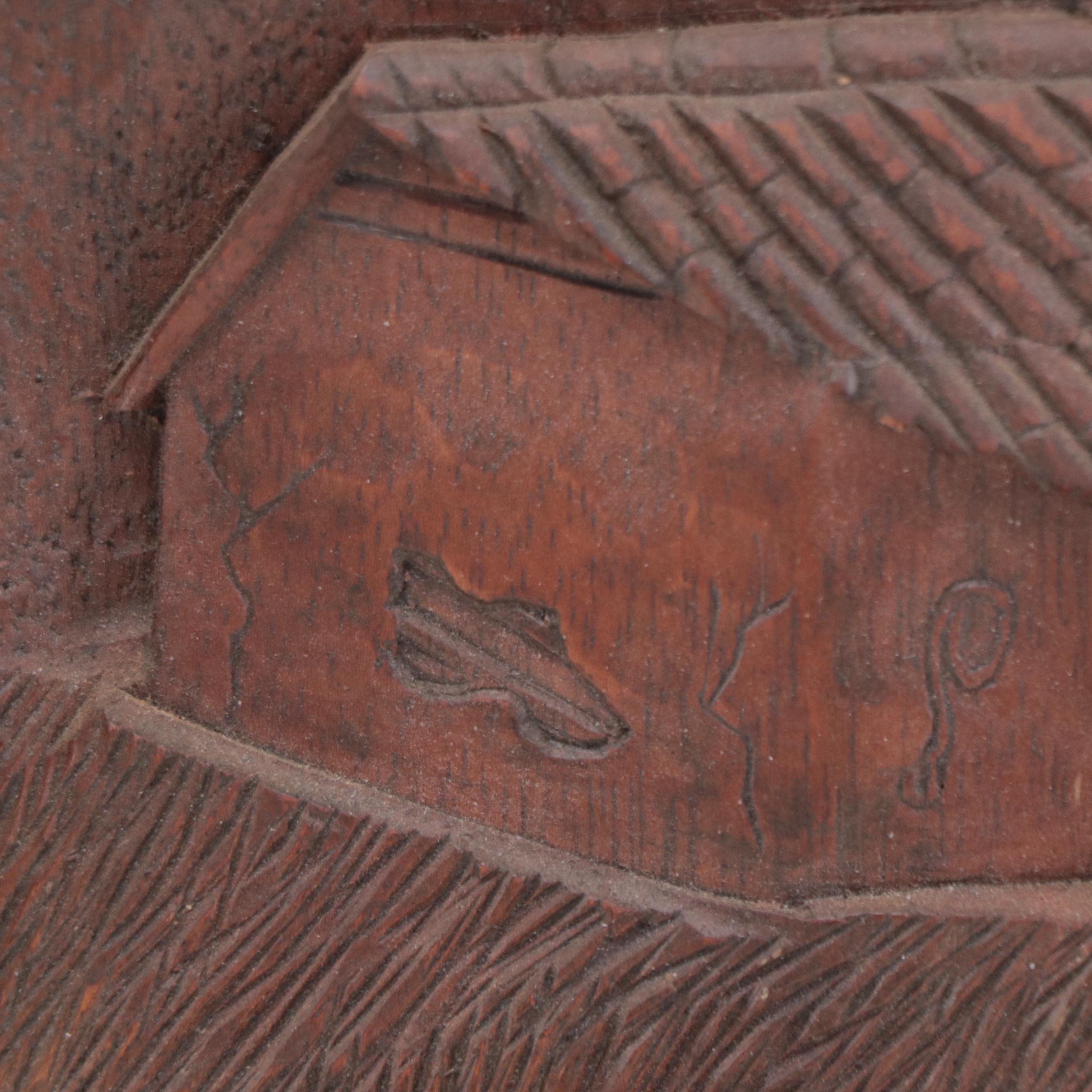 Wood Carving of Pastoral Landscape