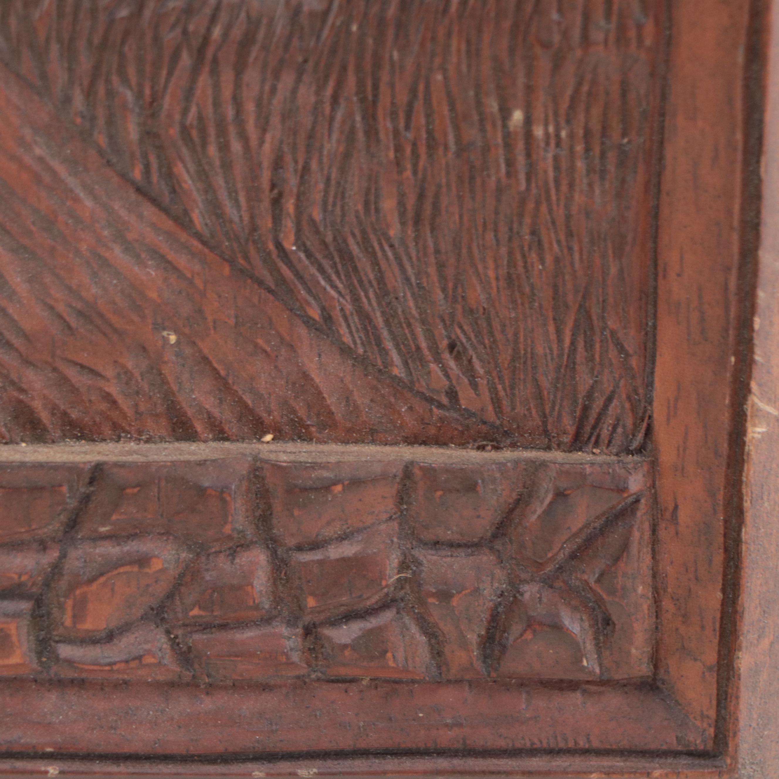 Wood Carving of Pastoral Landscape