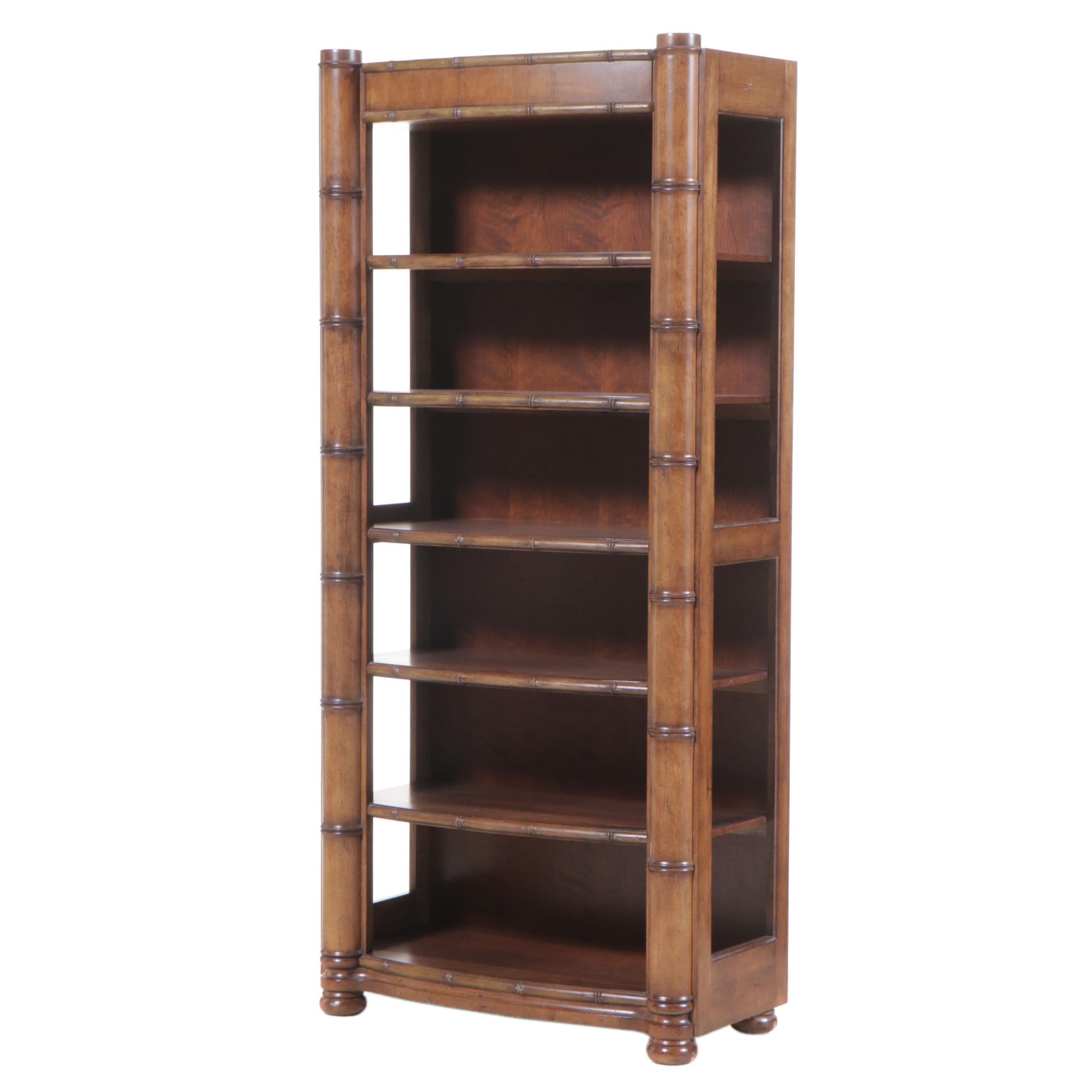 "Sausalito" Faux-Bamboo Six-Tier Bowfront Shelving Unit