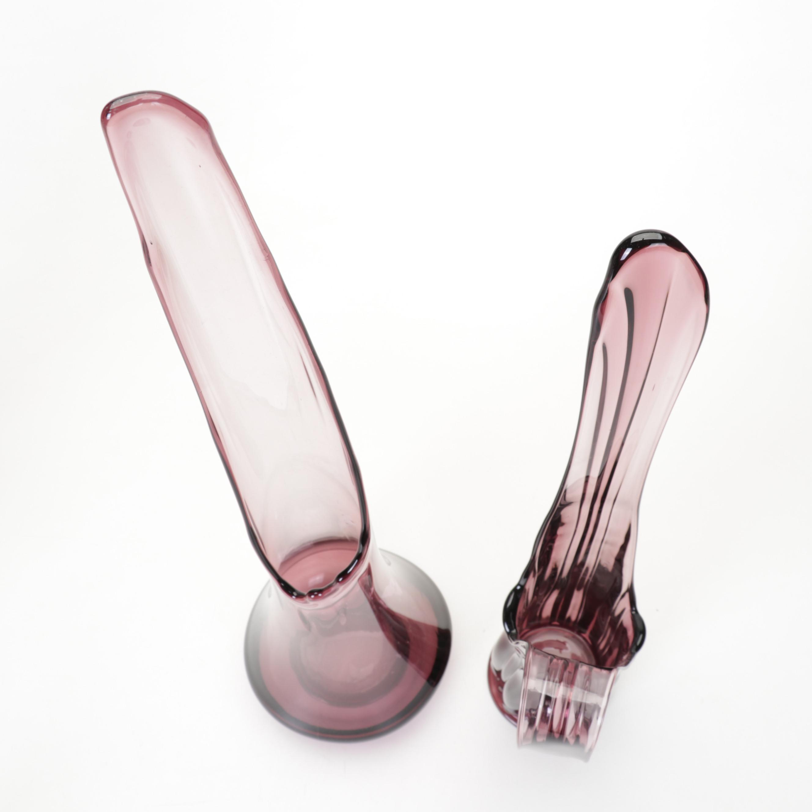 L.E. Smith Amethyst Glass Swung Vase, Pitcher, Metal Birch Bark Vase, More Décor