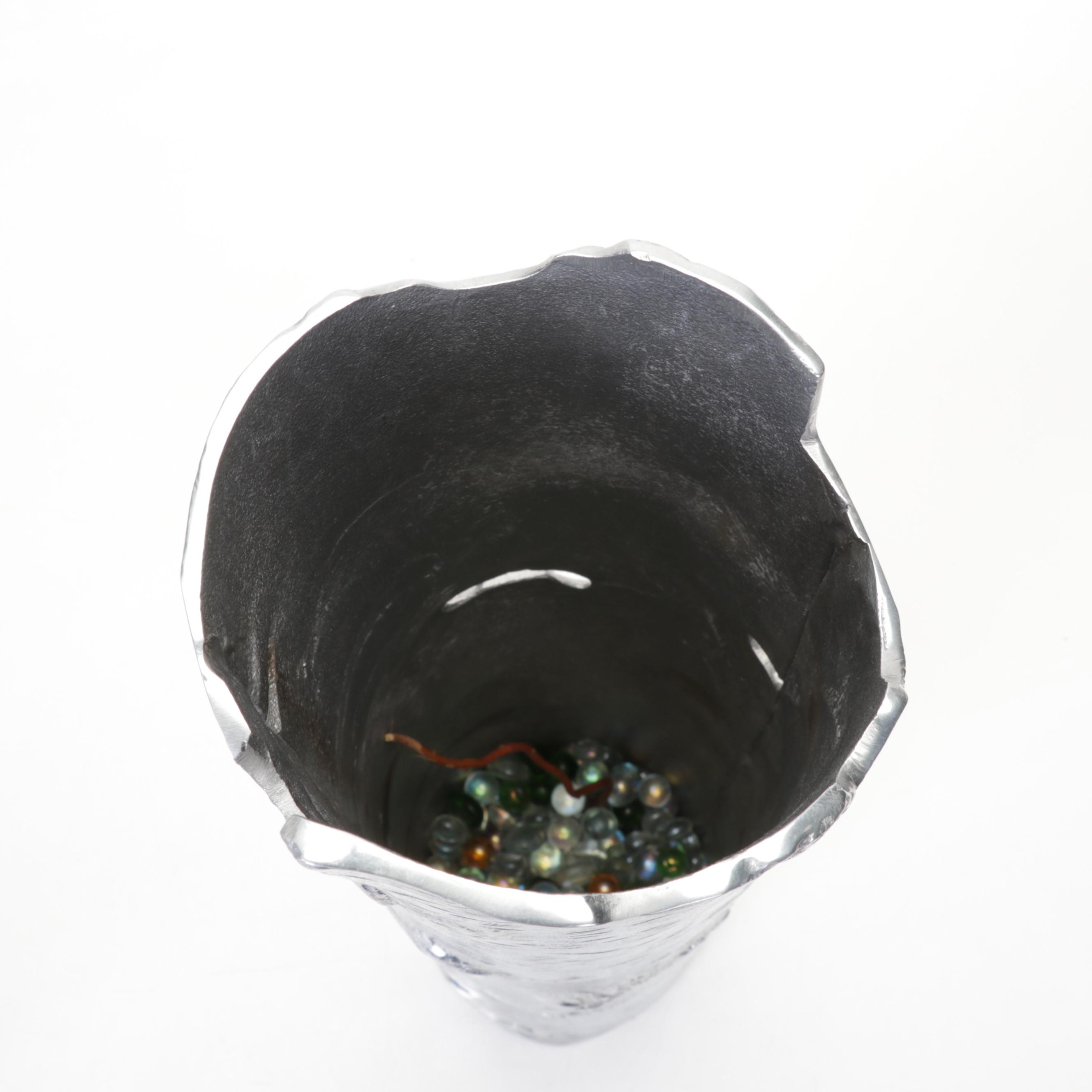 L.E. Smith Amethyst Glass Swung Vase, Pitcher, Metal Birch Bark Vase, More Décor