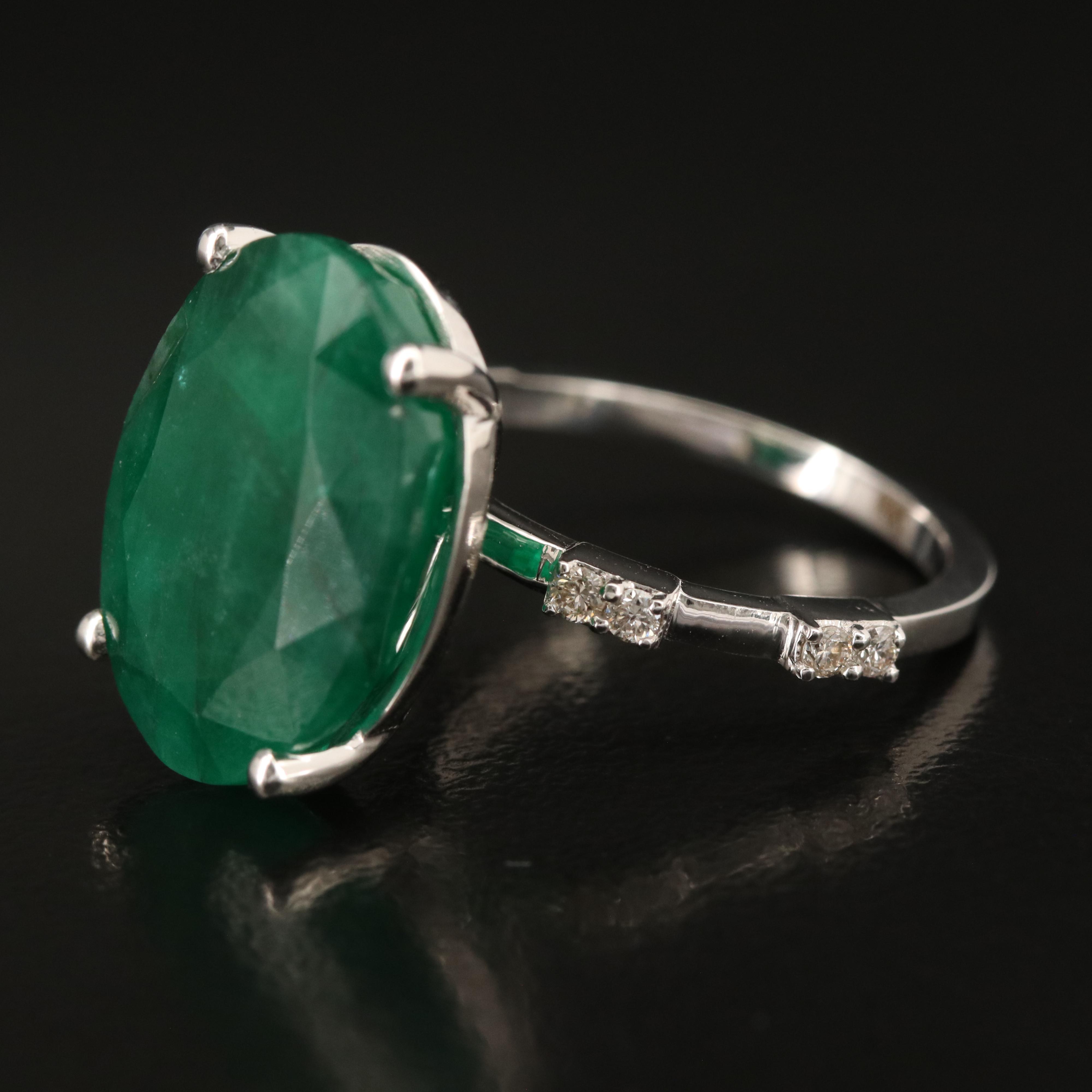 14K 10.12 CT Emerald and Diamond Ring