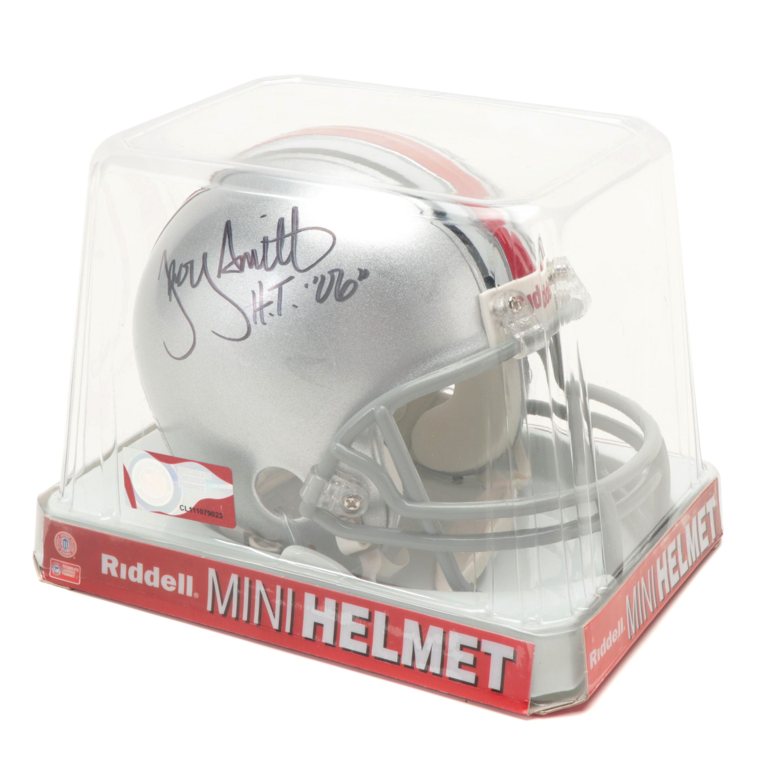Ohio State University Buckeyes Troy Smith Signed Riddell Mini Football Helmet