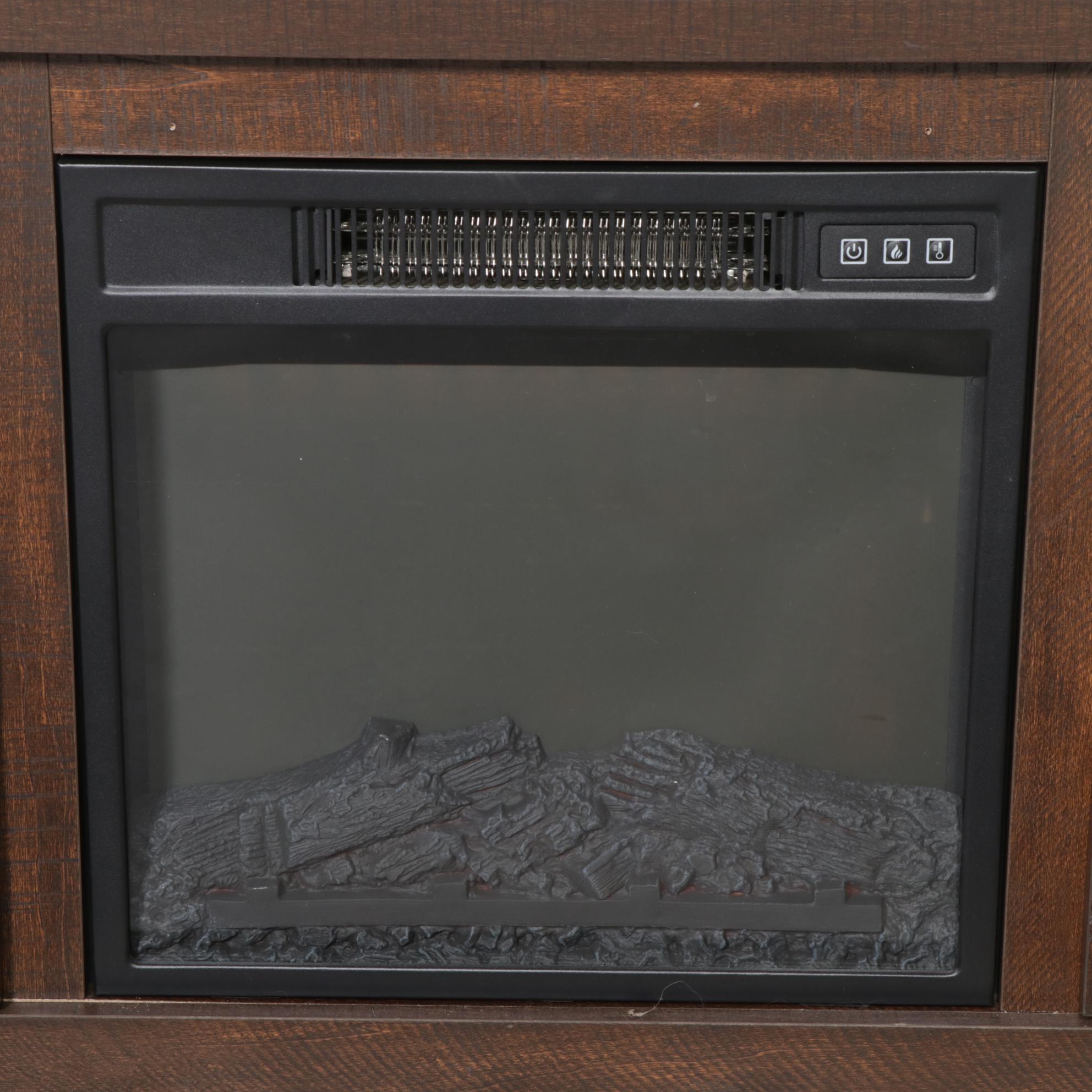 Belleze Electric Fireplace in Contemporary Planked Wood Style Console Cabinet