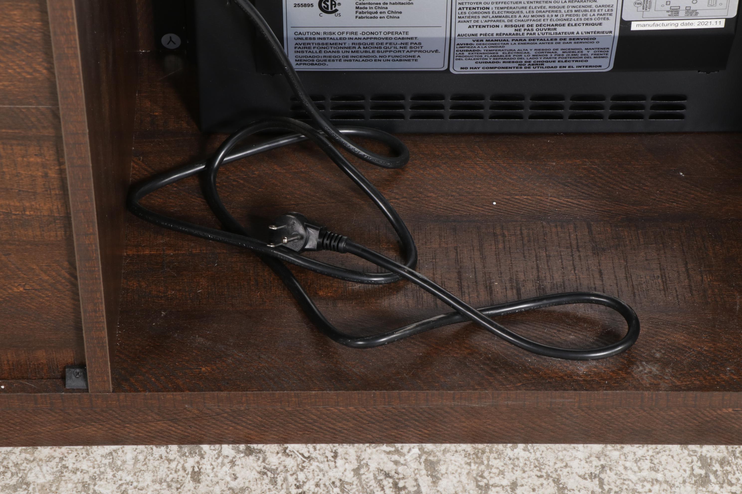 Belleze Electric Fireplace in Contemporary Planked Wood Style Console Cabinet