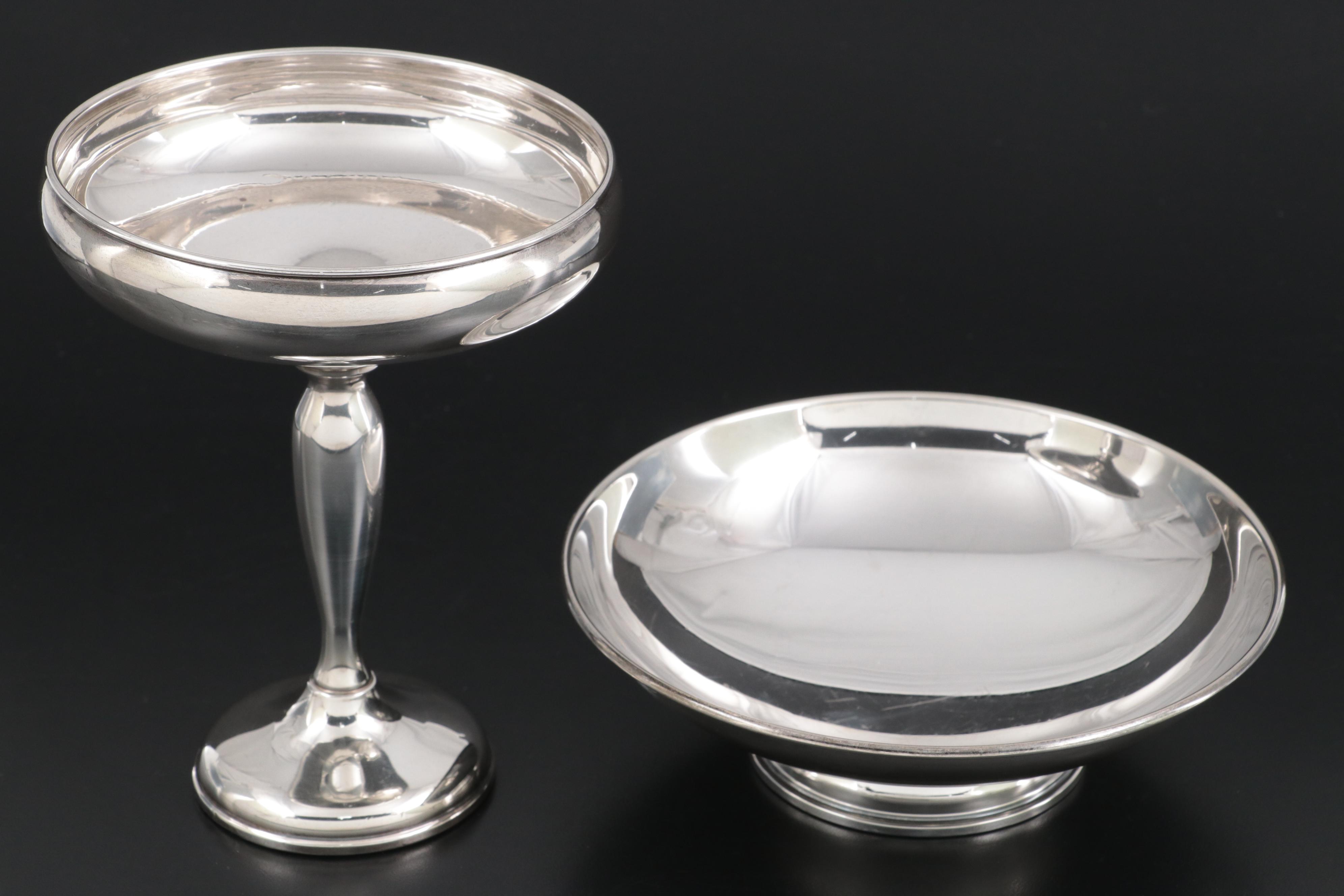 Preisner Sterling Silver Compote and Bowl with Sterling Creamer and Sugar