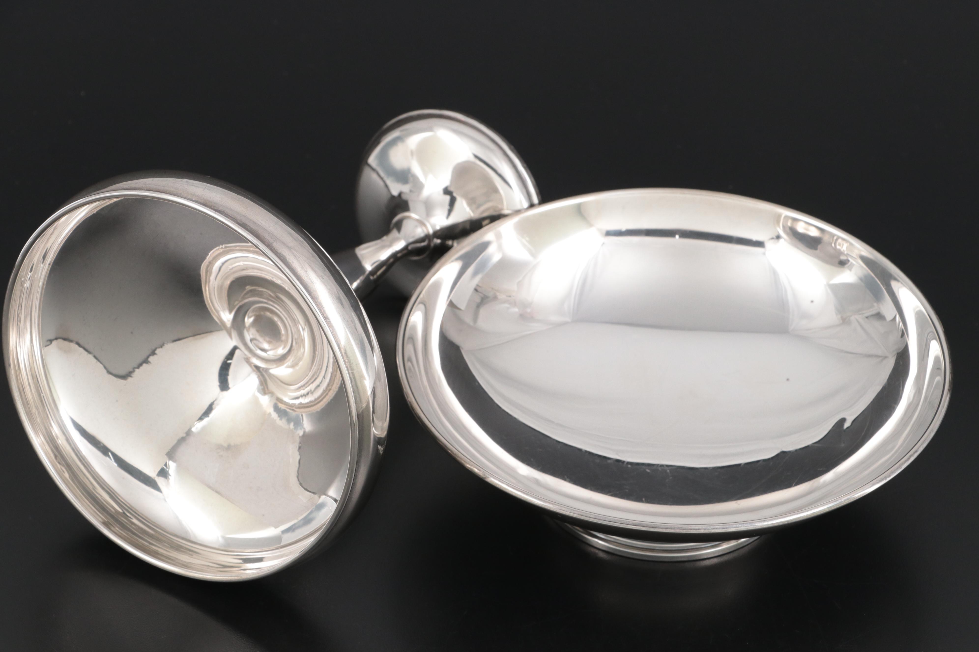 Preisner Sterling Silver Compote and Bowl with Sterling Creamer and Sugar