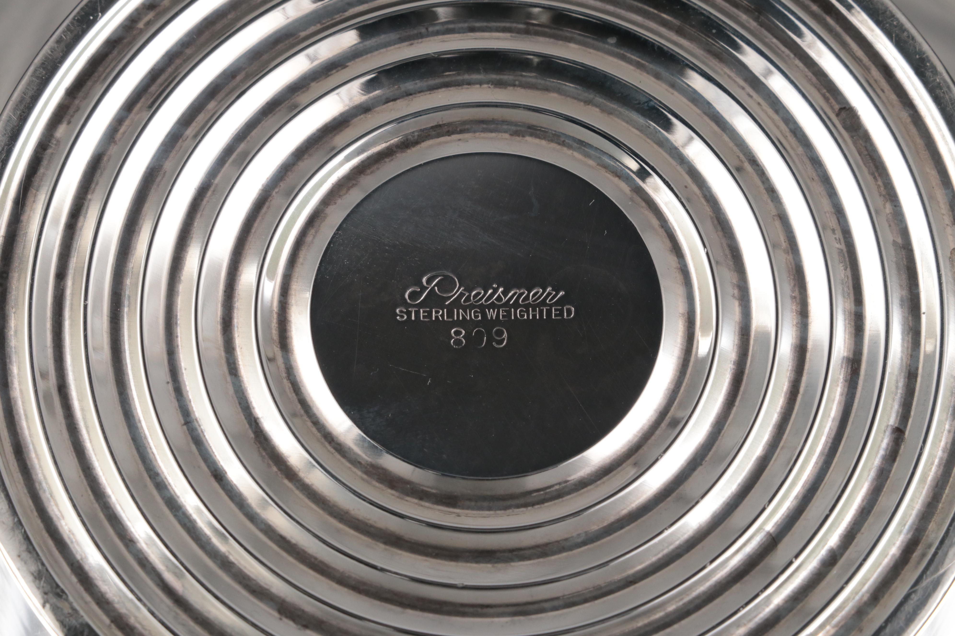 Preisner Sterling Silver Compote and Bowl with Sterling Creamer and Sugar