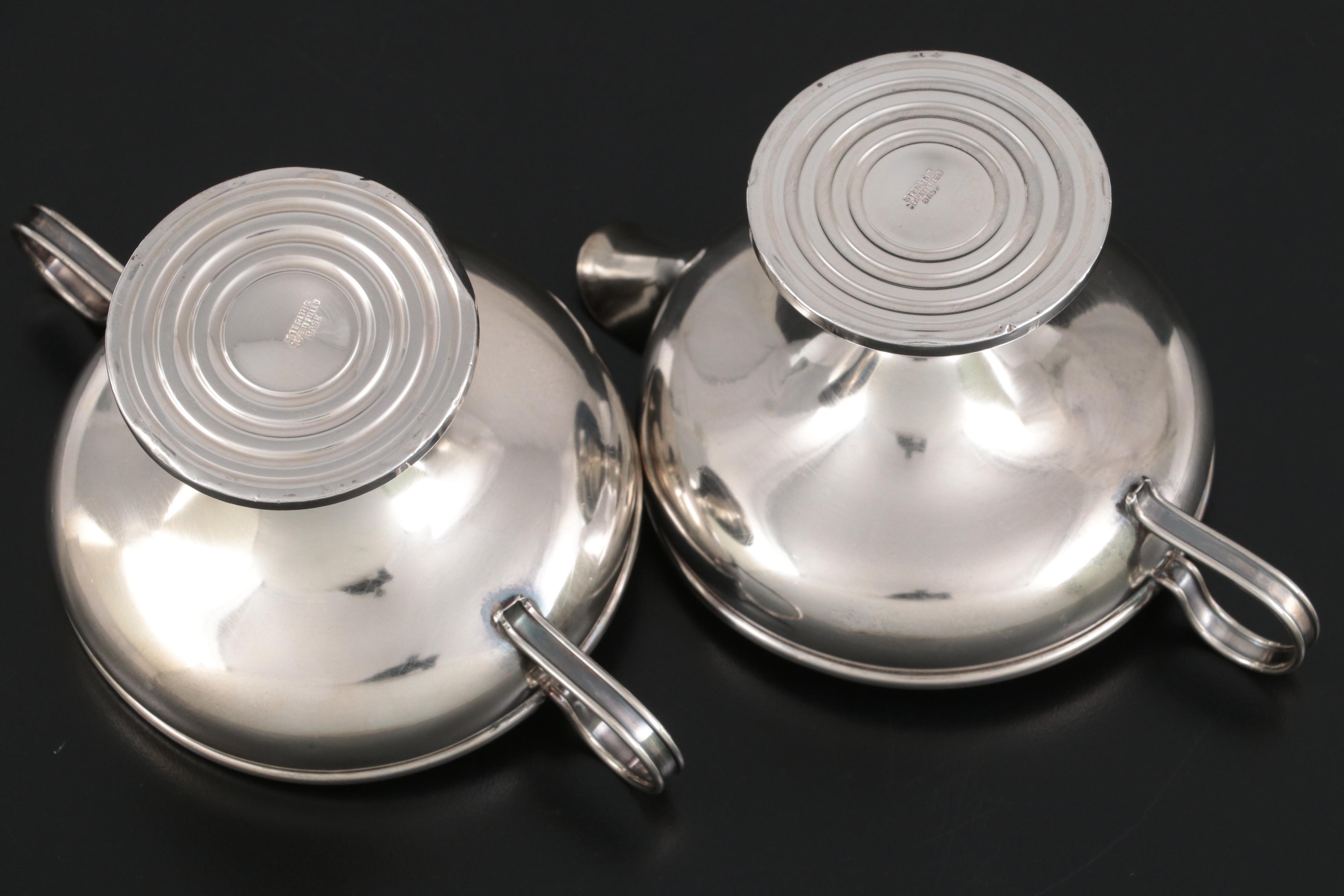 Preisner Sterling Silver Compote and Bowl with Sterling Creamer and Sugar