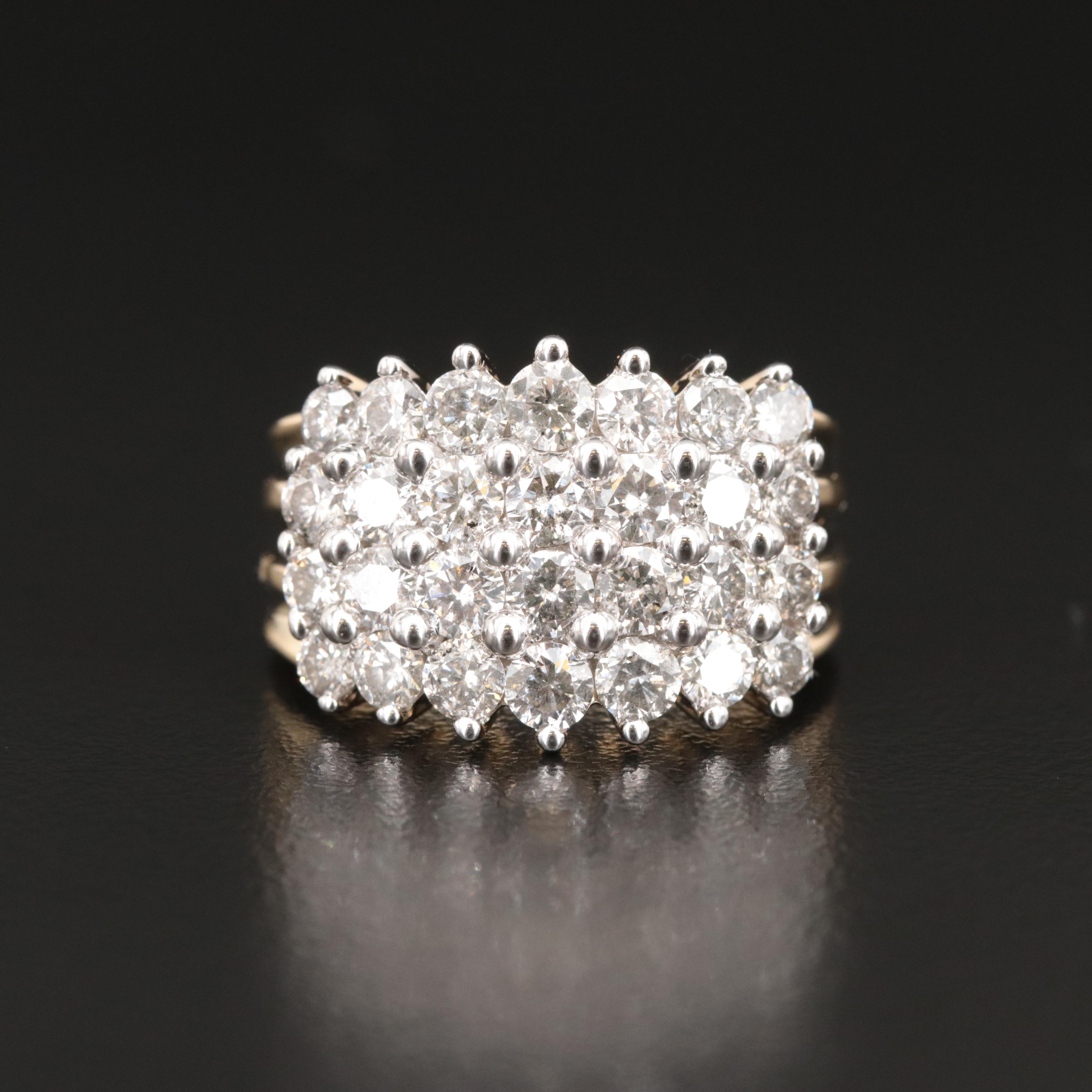 14K 3.08 CTW Diamond Multi Row Ring