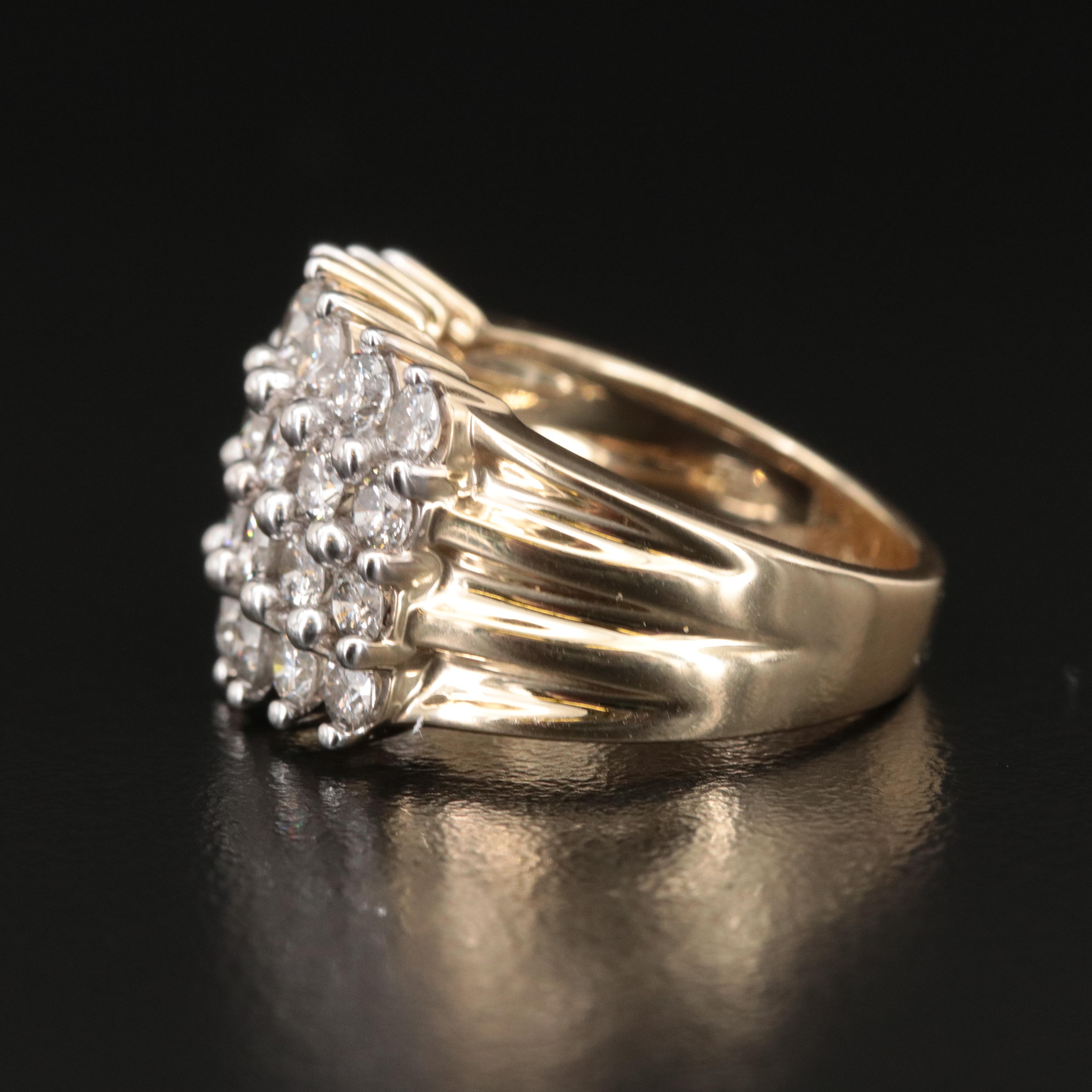 14K 3.08 CTW Diamond Multi Row Ring