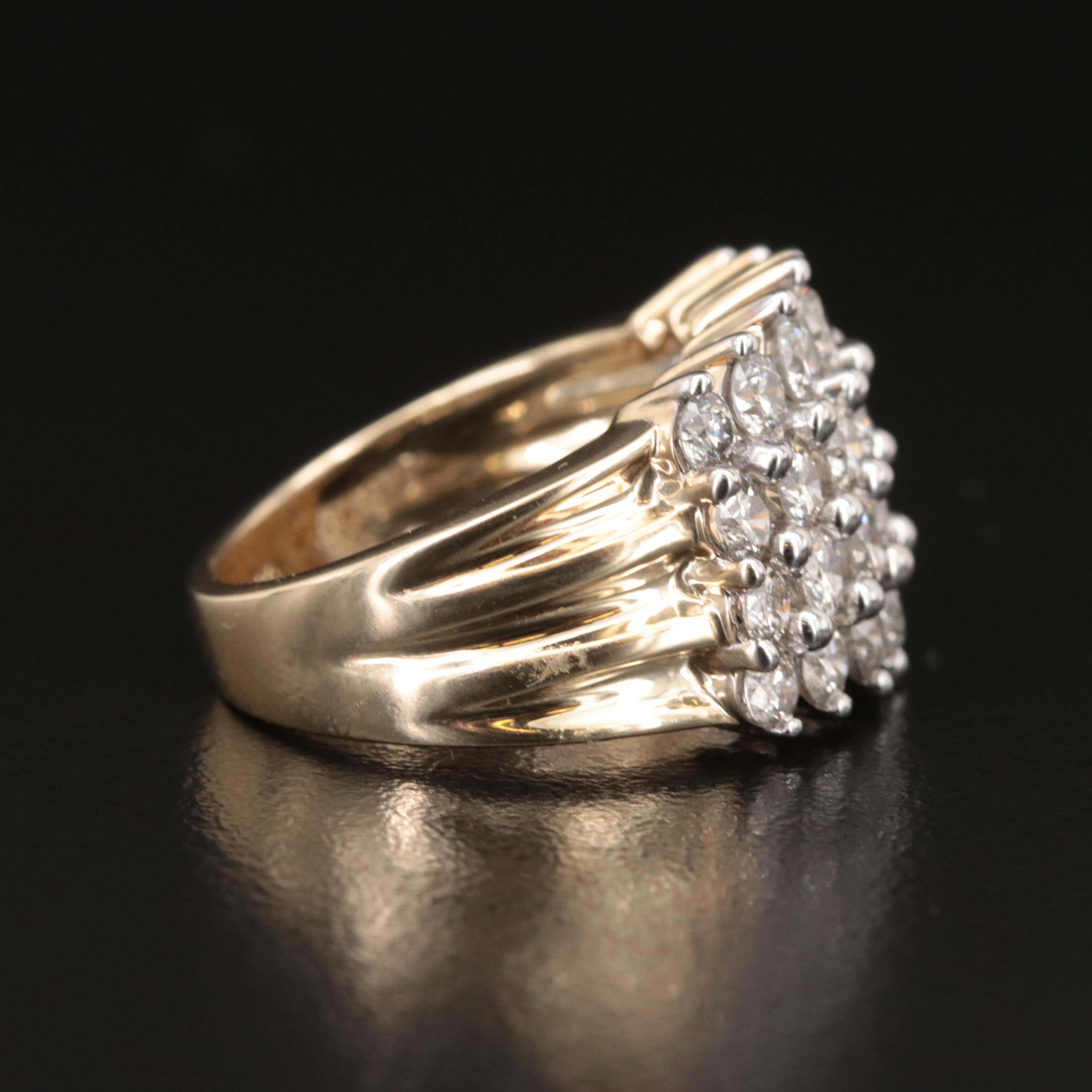 14K 3.08 CTW Diamond Multi Row Ring