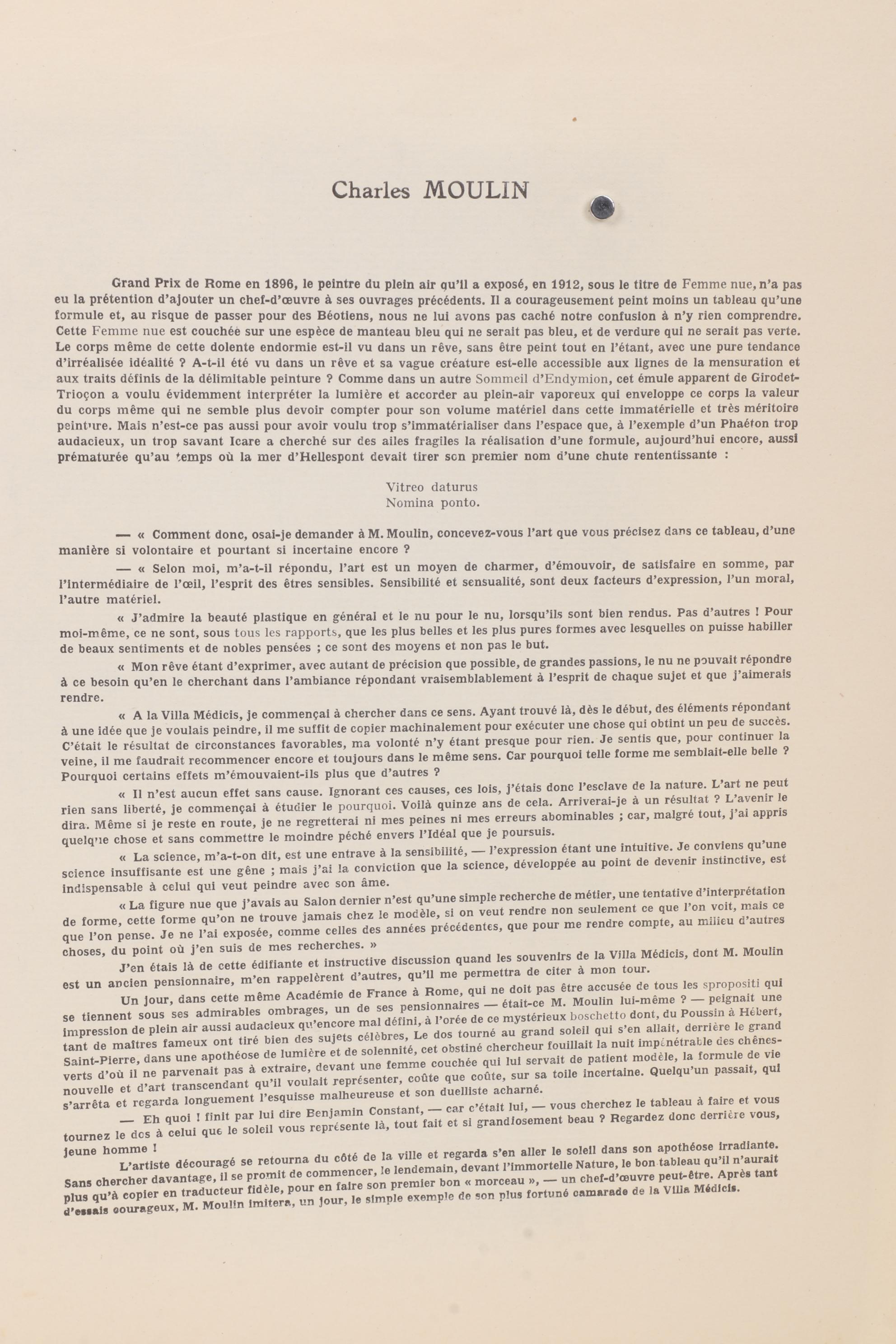 Offset Lithograph After Charles Moulin From "La Beauté de la Femme Dans l'Art"