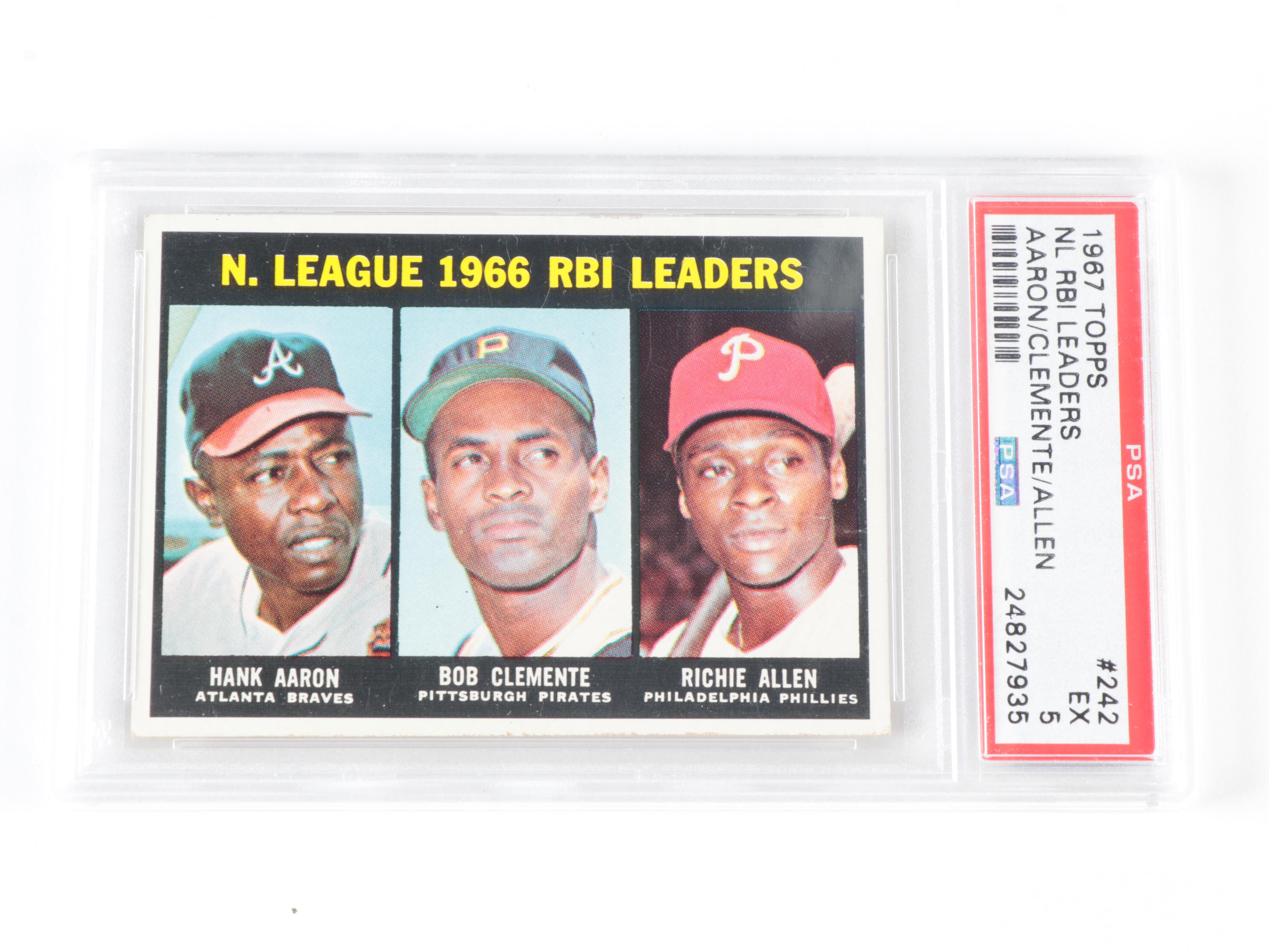1966–67 Topps NL RBI Leaders PSA Graded Cards,  Aaron, Mays, Clemente, Robinson