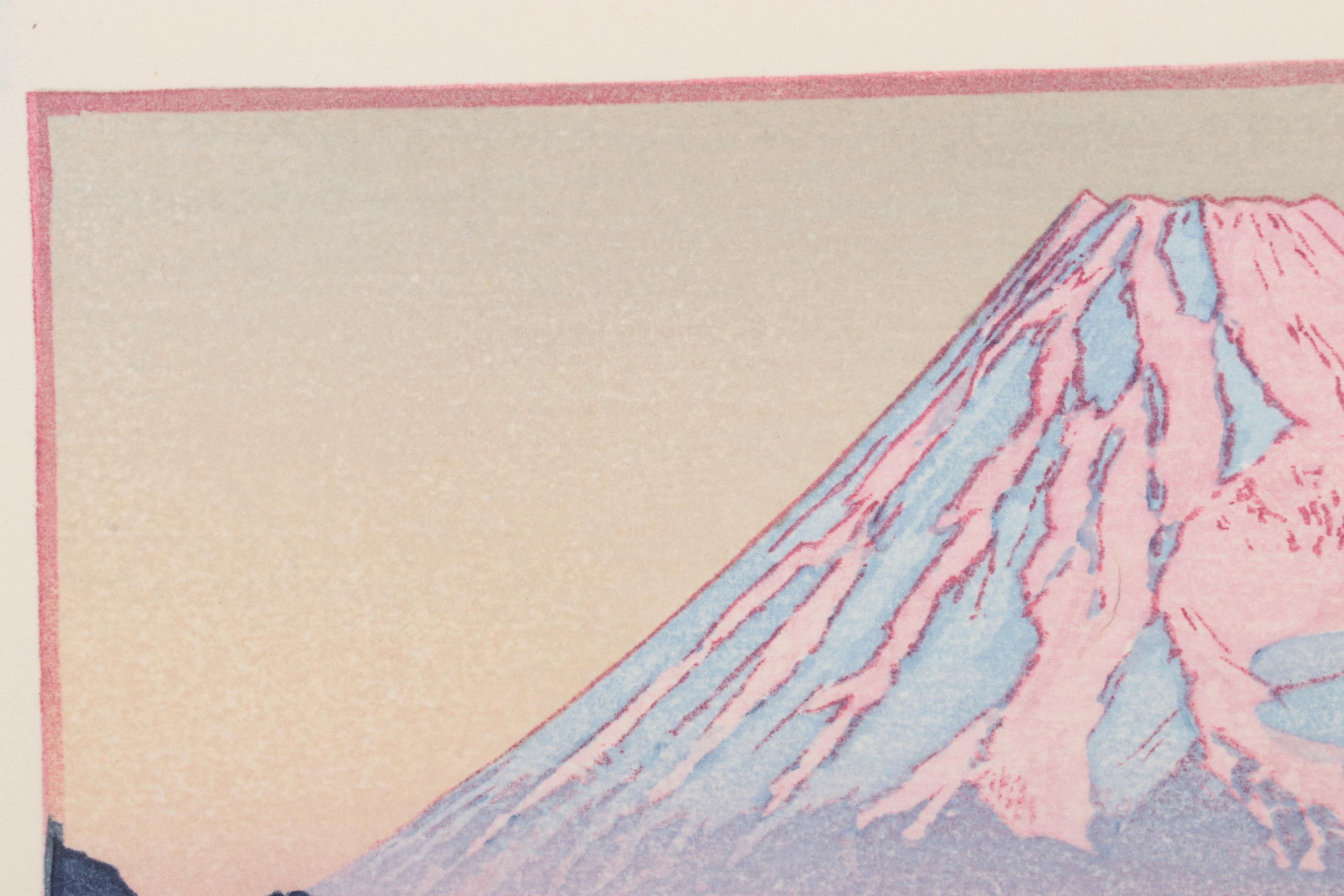 Yoshida Tōshi Woodblock "Mt. Fuji in Nagaoka, Morning," Circa 1962