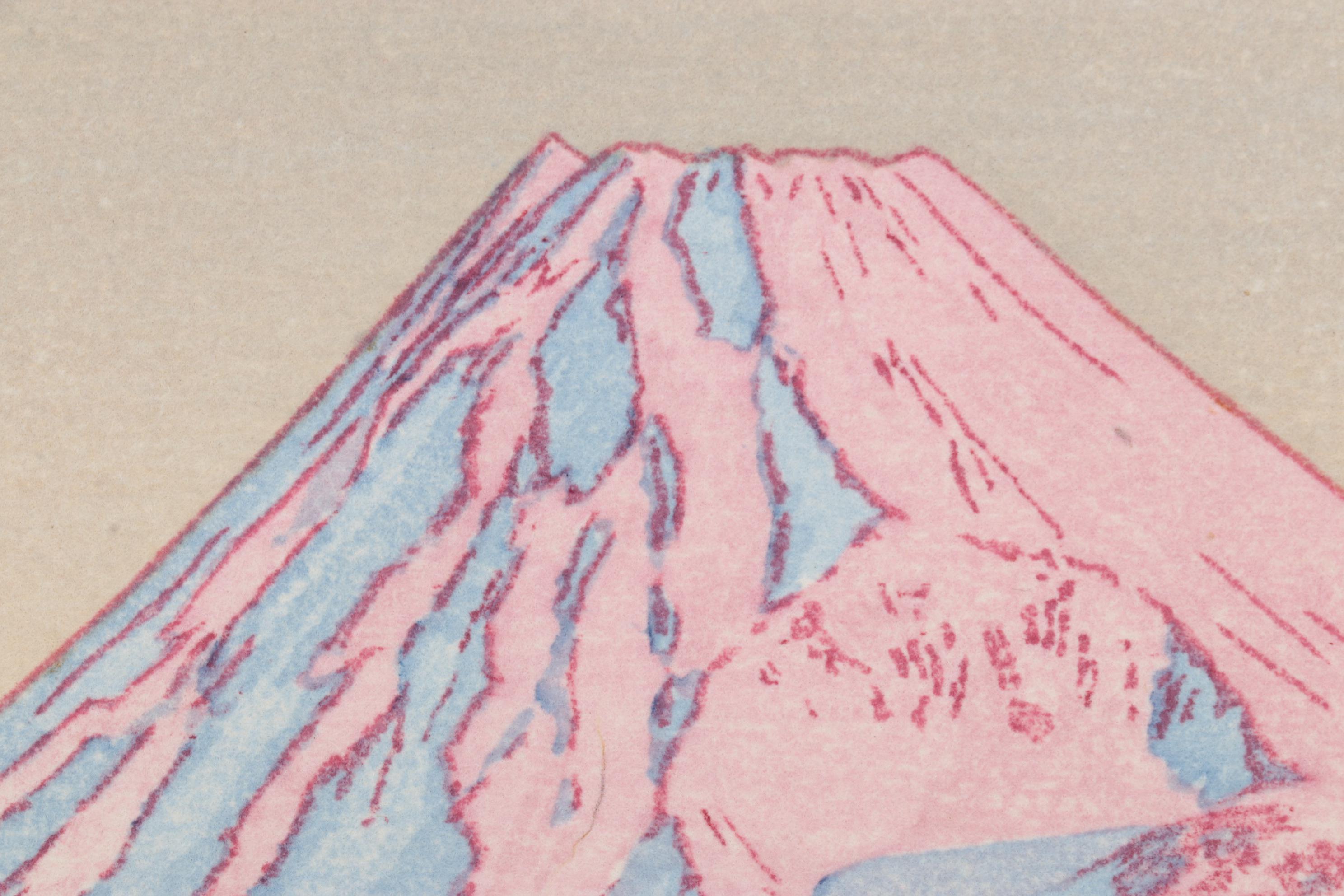 Yoshida Tōshi Woodblock "Mt. Fuji in Nagaoka, Morning," Circa 1962