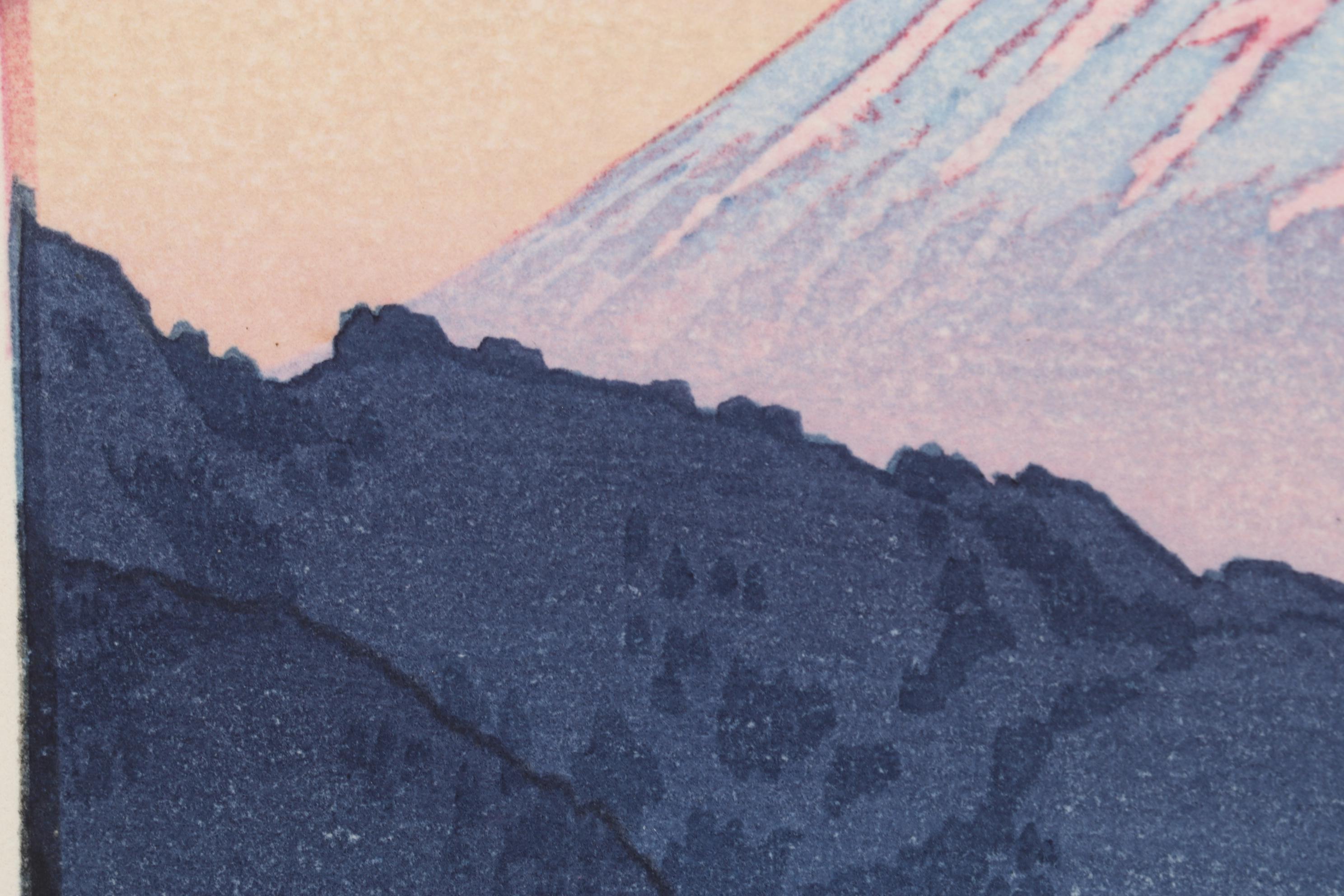 Yoshida Tōshi Woodblock "Mt. Fuji in Nagaoka, Morning," Circa 1962