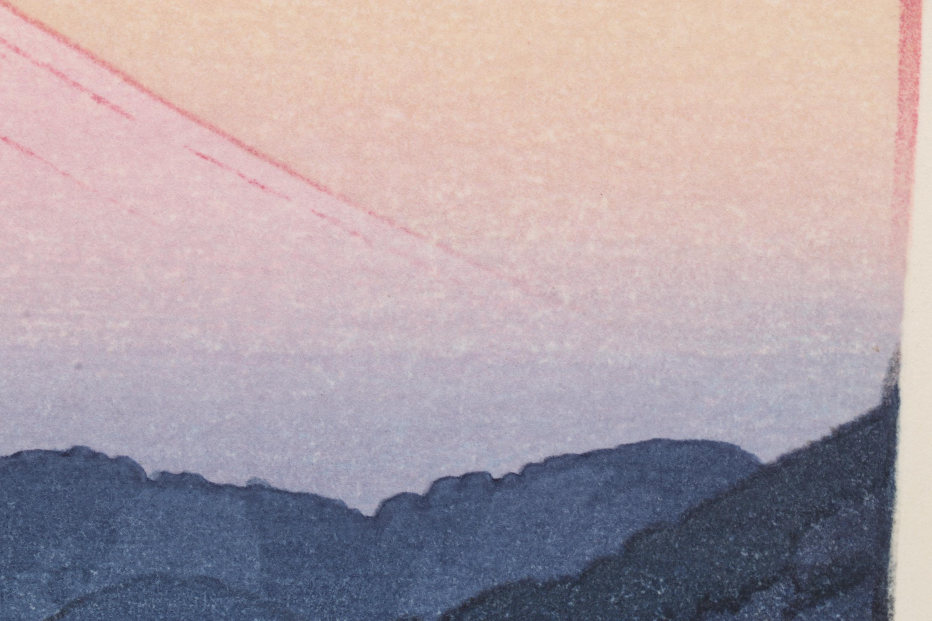 Yoshida Tōshi Woodblock "Mt. Fuji in Nagaoka, Morning," Circa 1962