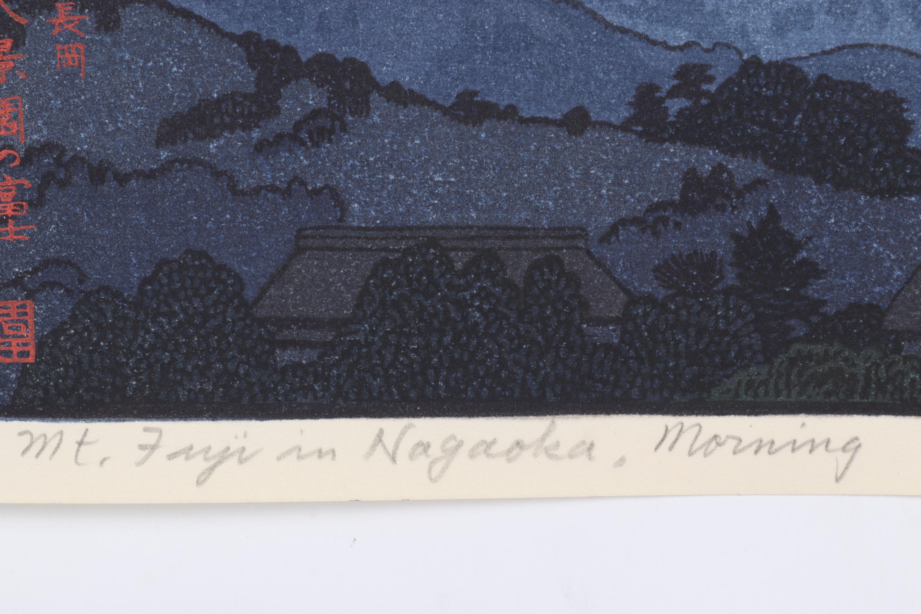 Yoshida Tōshi Woodblock "Mt. Fuji in Nagaoka, Morning," Circa 1962