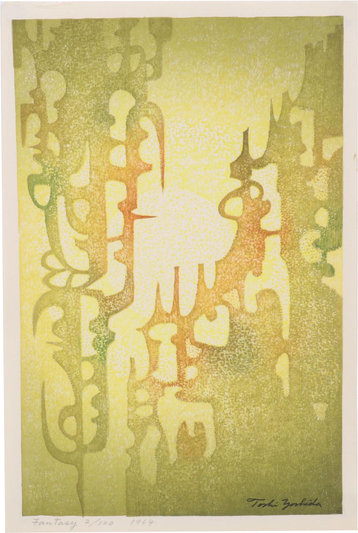 Yoshida Tōshi Modernist Woodblock "Fantasy," 1964