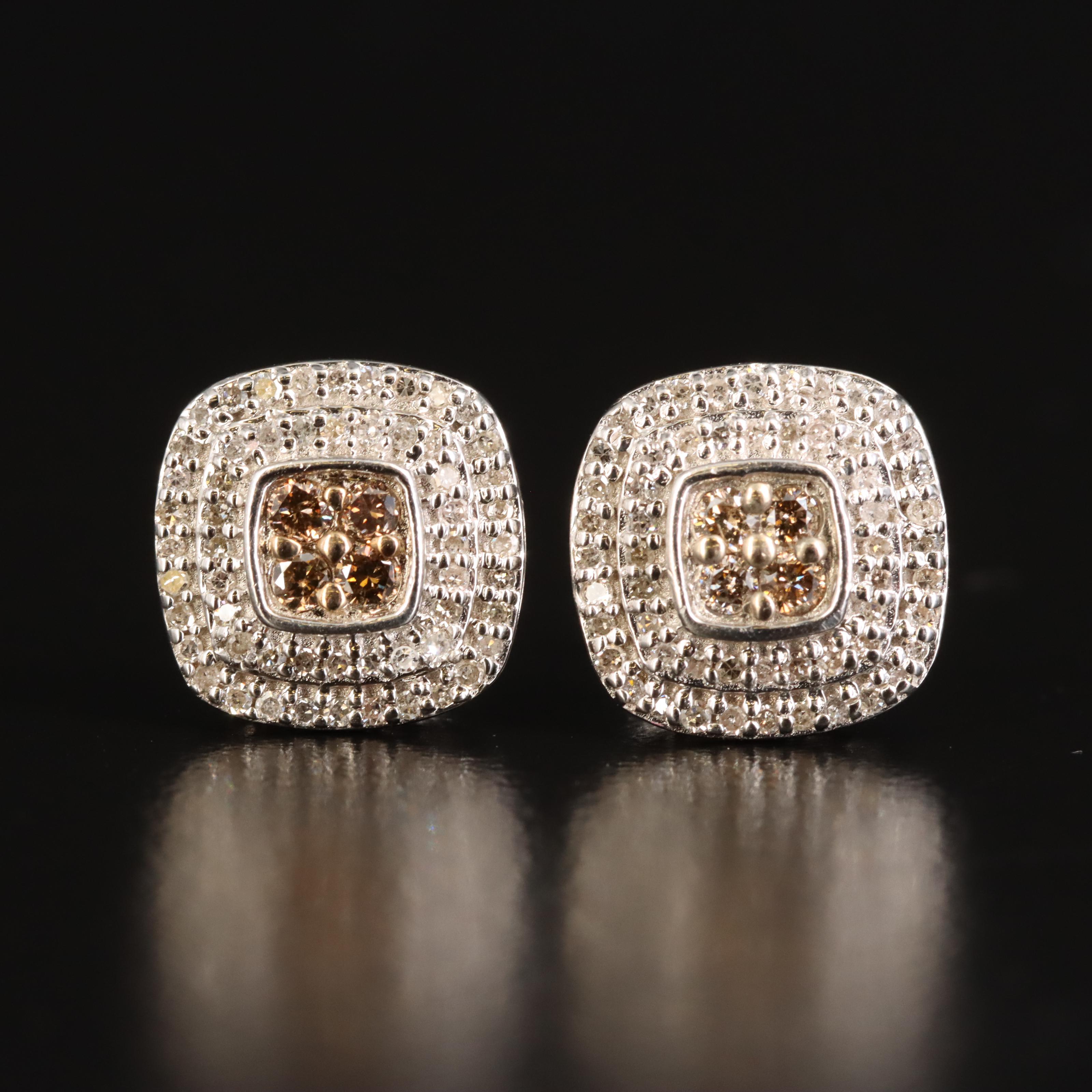 Sterling Diamond Stud Earrings