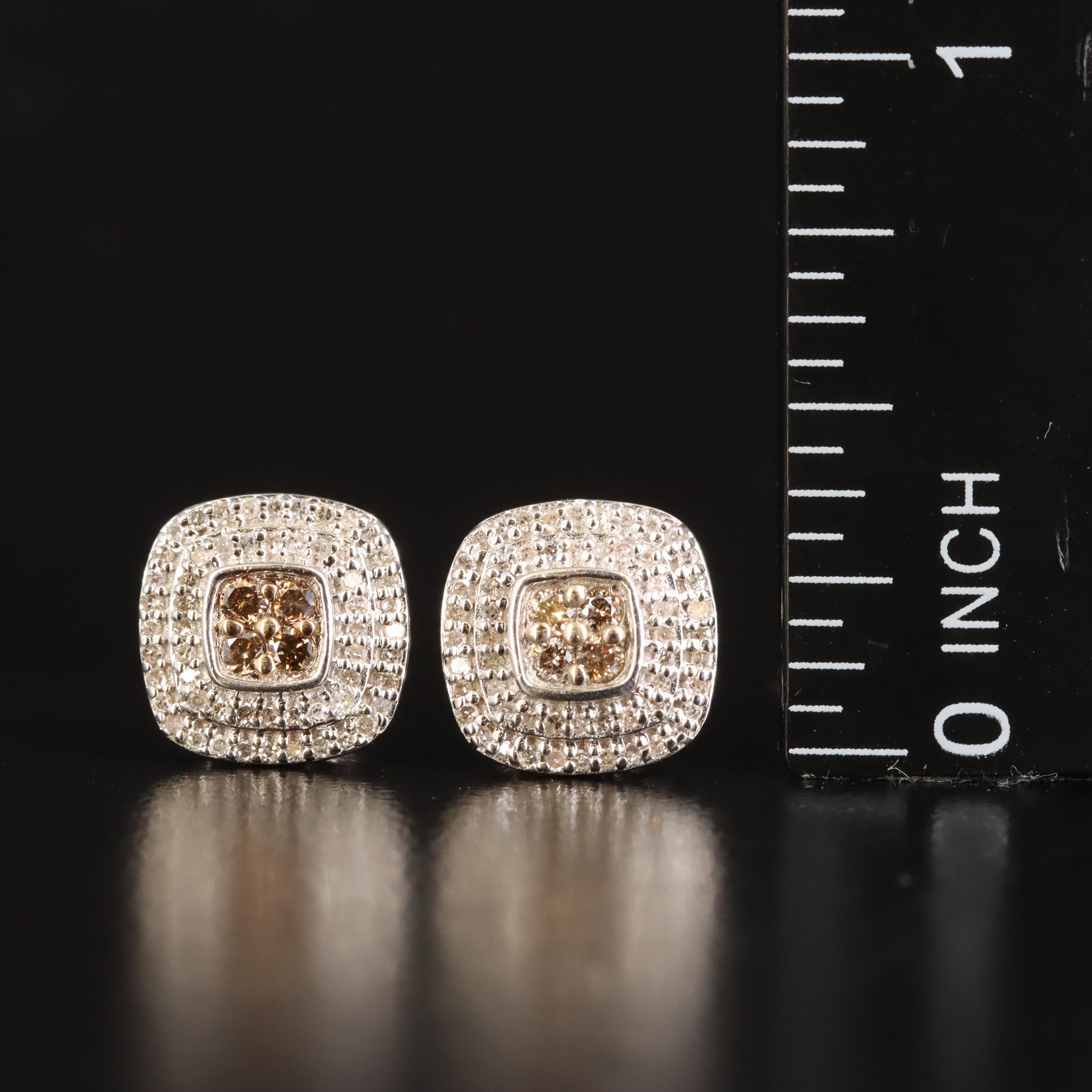 Sterling Diamond Stud Earrings
