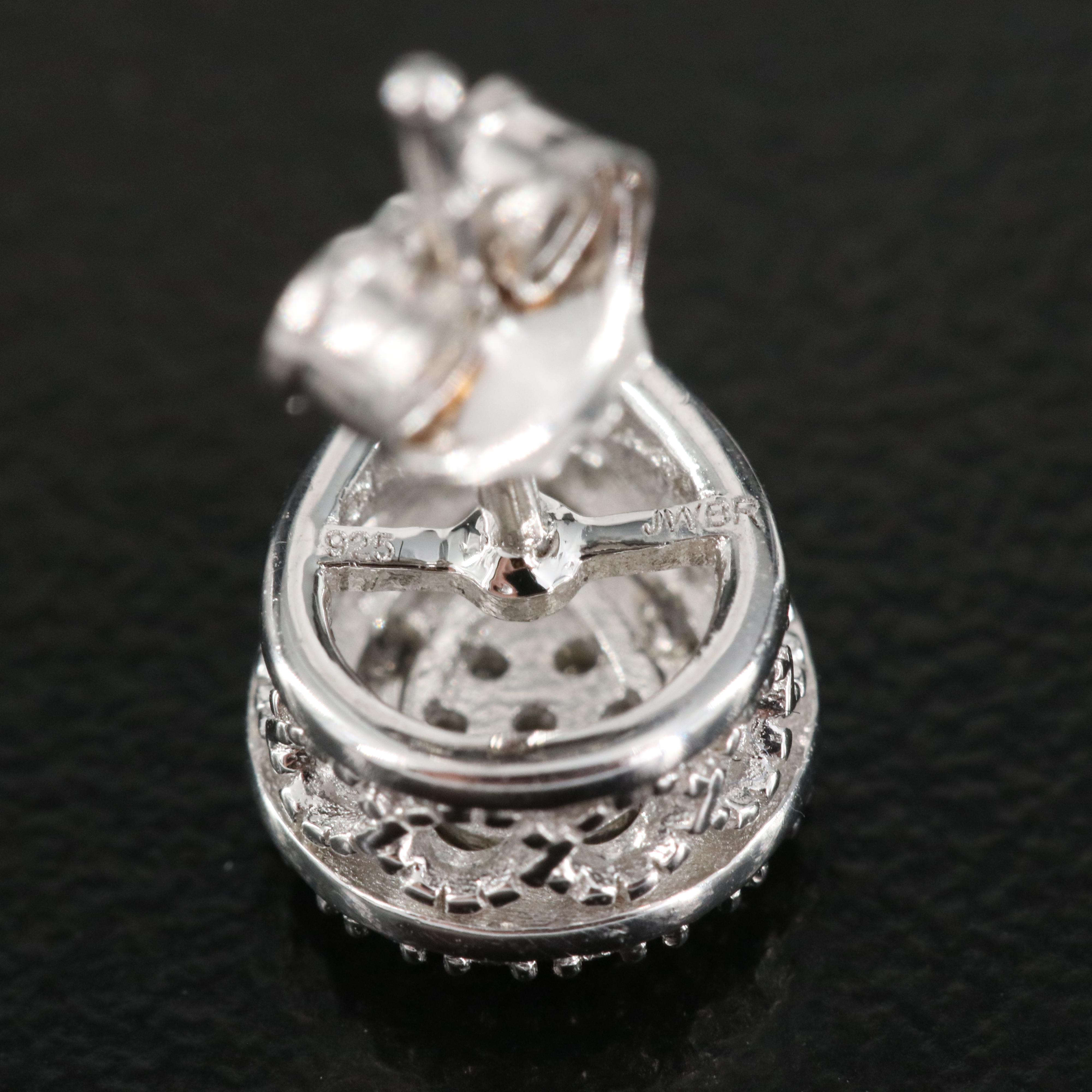 Sterling Diamond Teardrop Stud Earrings