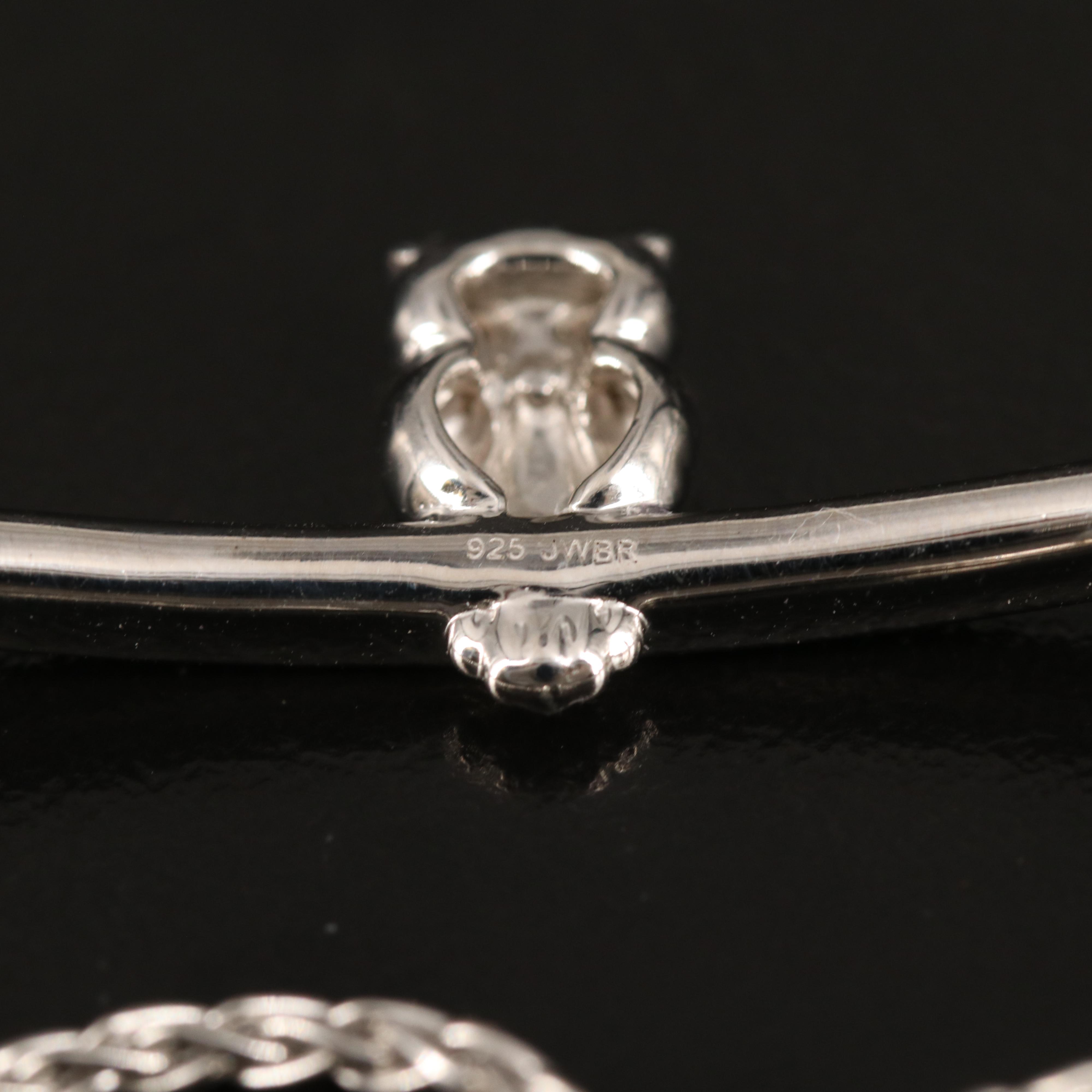 Diamond Owl Bar Bracelet in Sterling