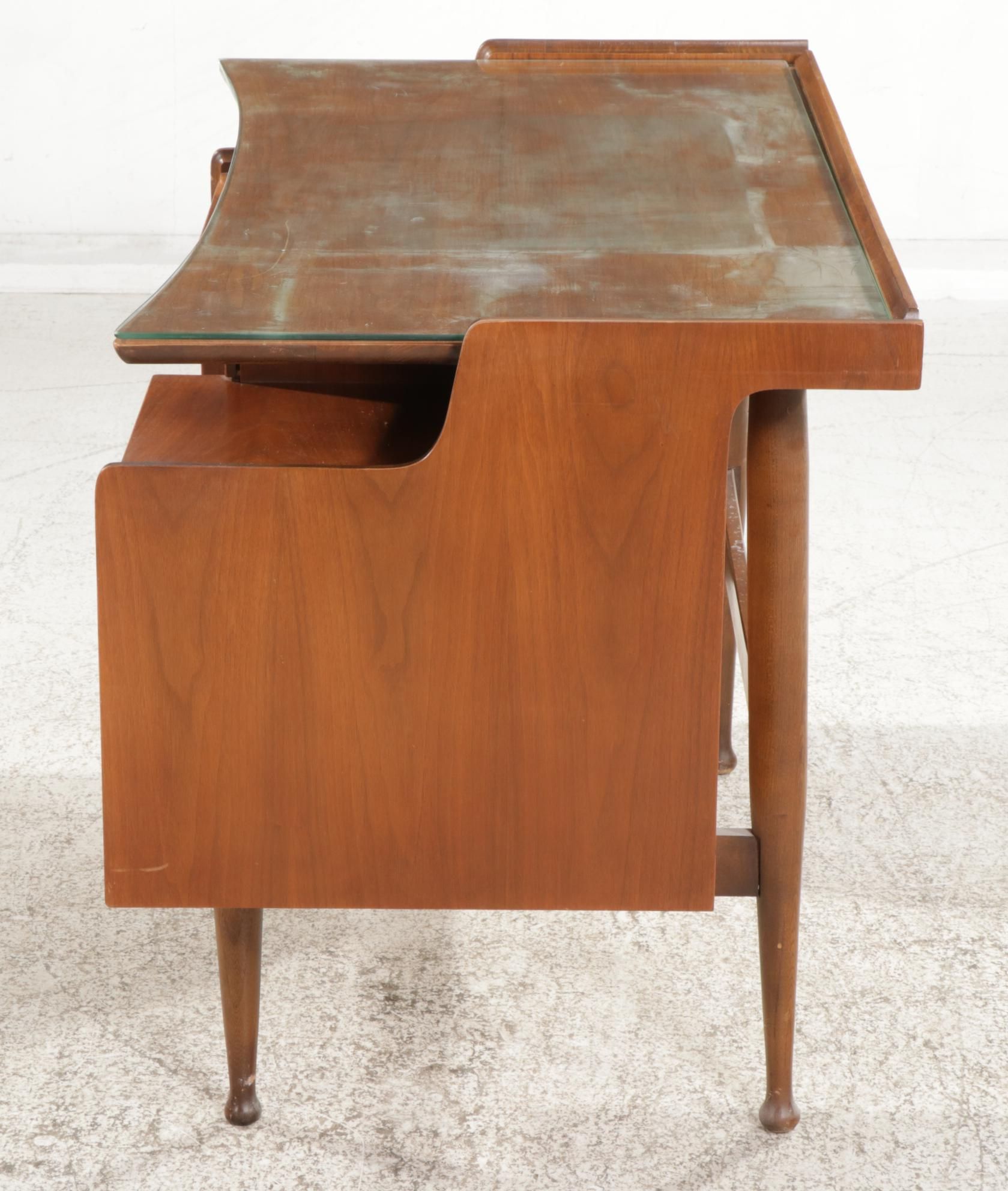 Hooker Furniture "Mainline" Mid Century Modern Walnut Pedestal Desk